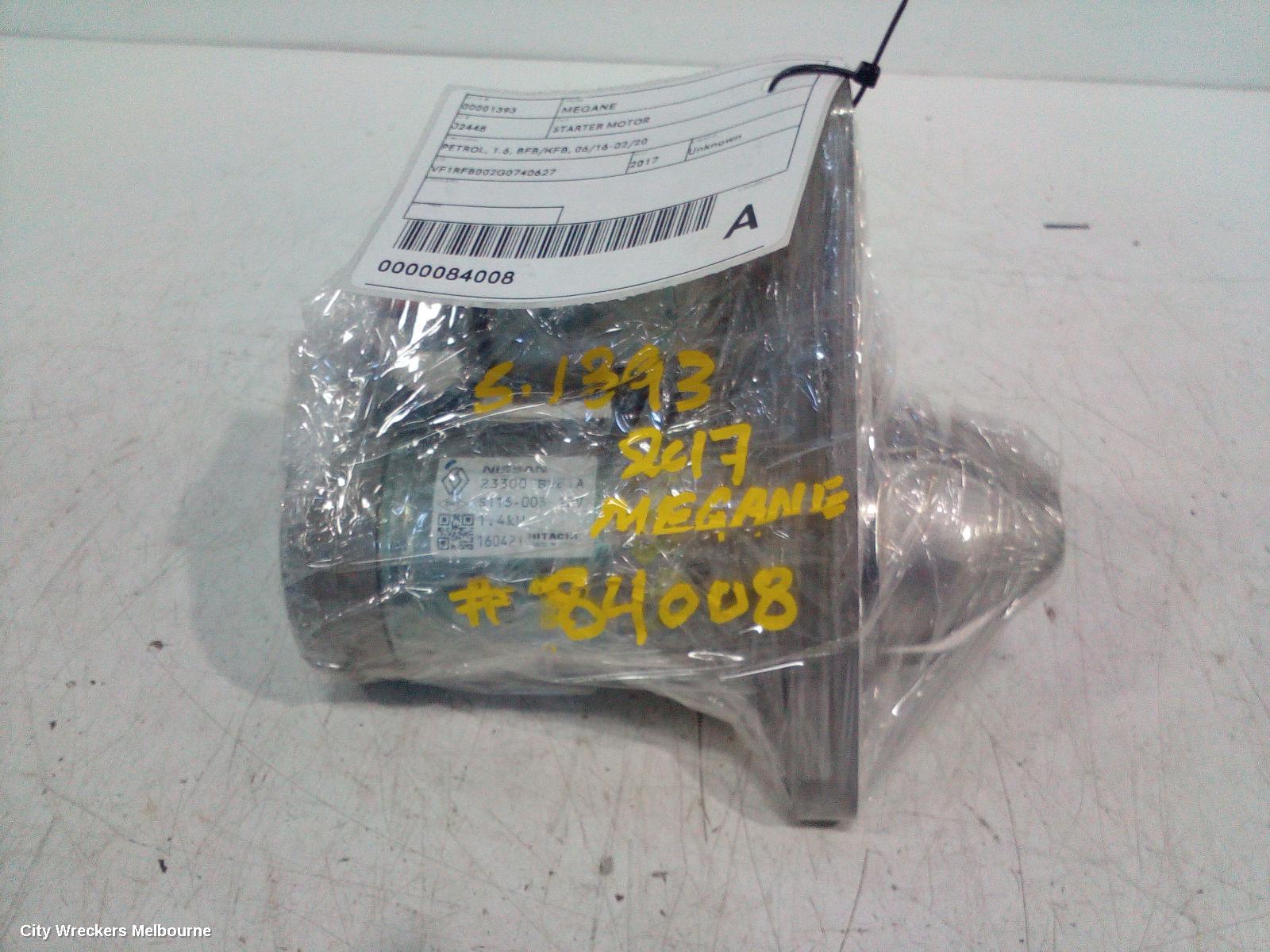 RENAULT MEGANE STARTER, PETROL, 1.6, BFB/KFB, 06/2016 - 02/2020