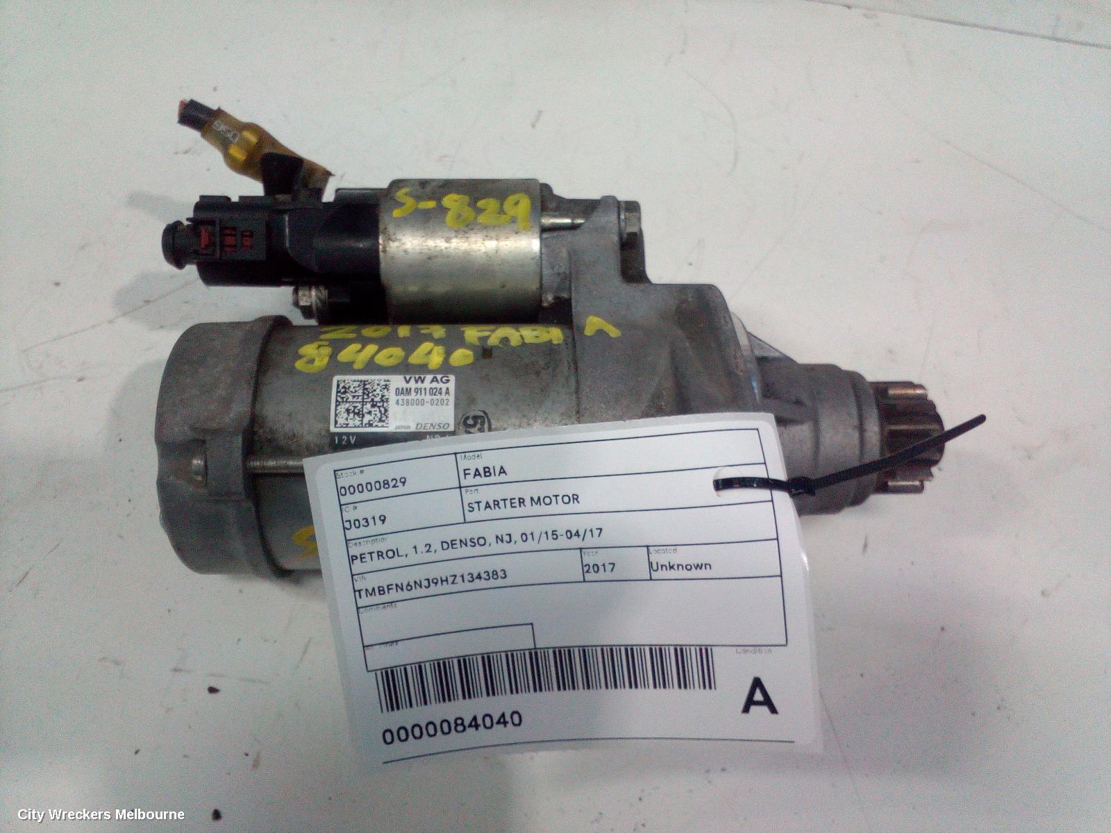 SKODA FABIA STARTER, PETROL, 1.2, DENSO, NJ, 01/2015 - 04/2017