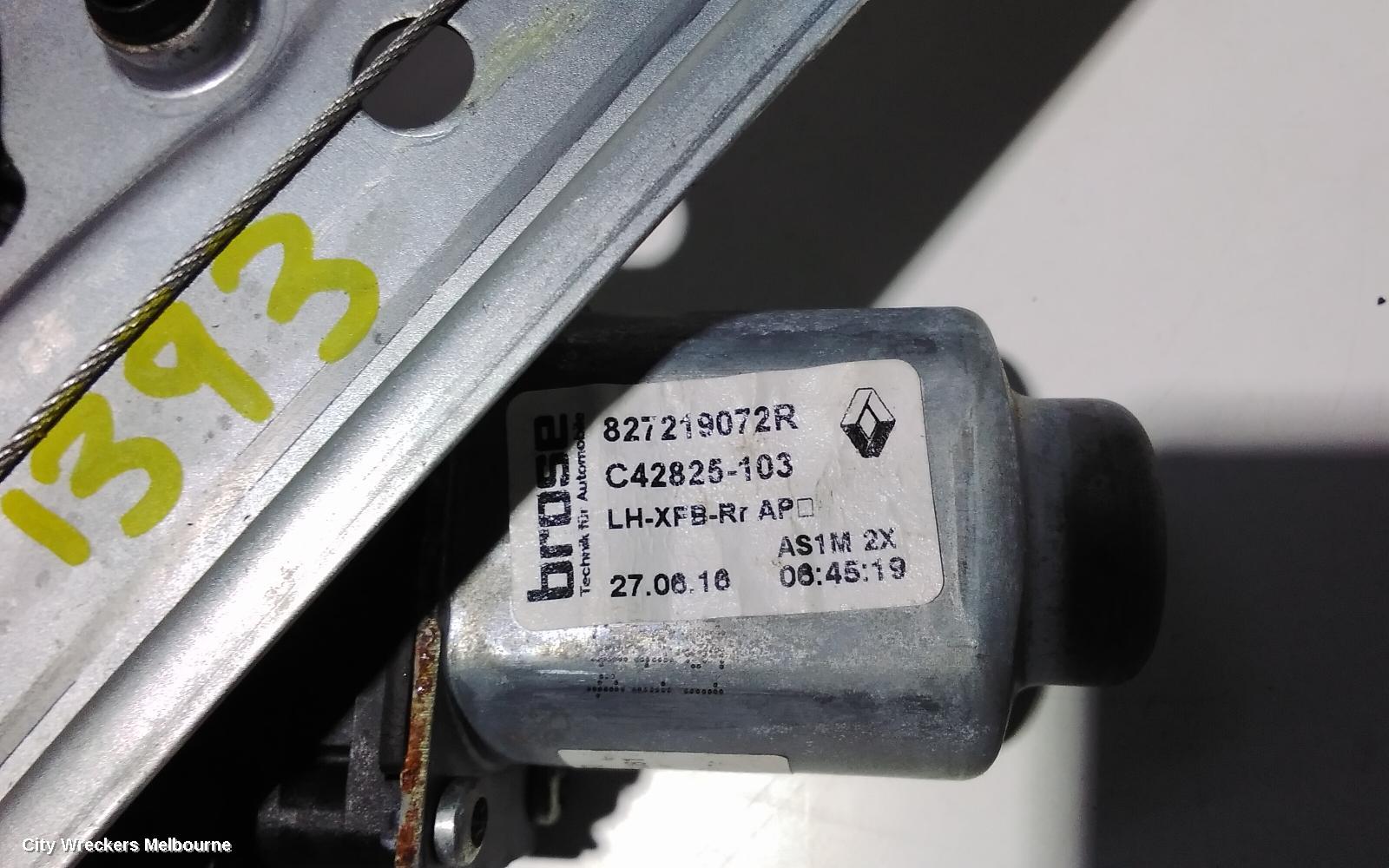 RENAULT MEGANE LEFT REAR WND REG/MOTOR, GEN 4, 06/2016 - 02/2020