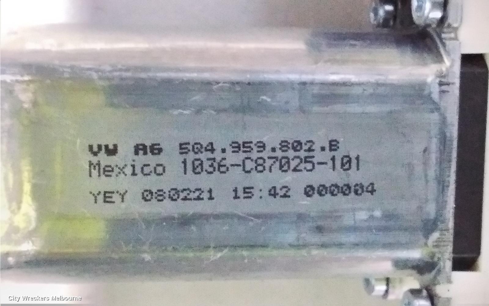 VOLKSWAGEN TIGUAN LEFT FRONT WINDOW REG/MOTOR, DOOR REG ASSY (REG AND MOTOR), 5NA, 06/2016 ONWARDS
