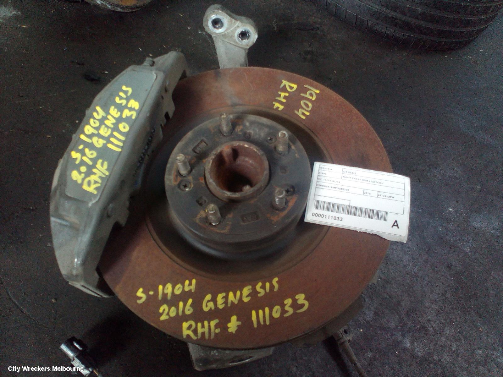 HYUNDAI GENESIS RIGHT FRONT HUB ASSEMBLY, DH, 11/2014 - 01/2018