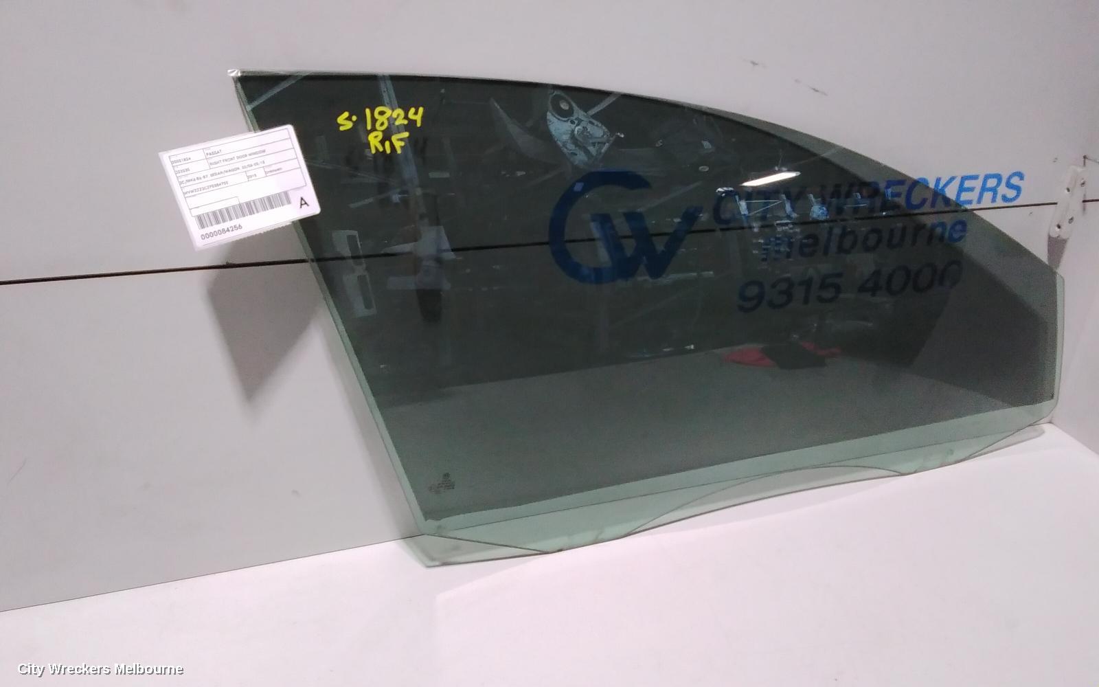 VOLKSWAGEN PASSAT RIGHT FRONT DOOR WINDOW, 3C/MK6 B6-B7, SEDAN/WAGON, 03/2006 - 05/2015