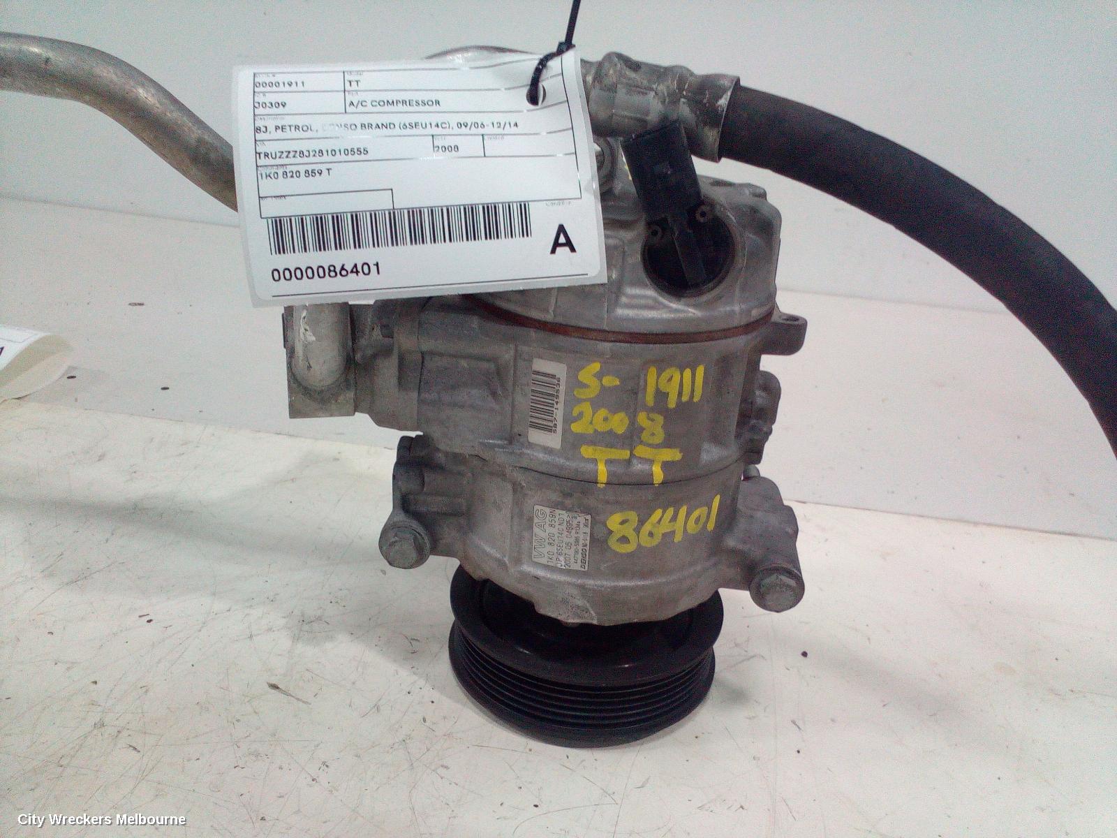 AUDI TT A/C COMPRESSOR, 8J, PETROL, DENSO BRAND (6SEU14C), 09/2006 - 12/2014