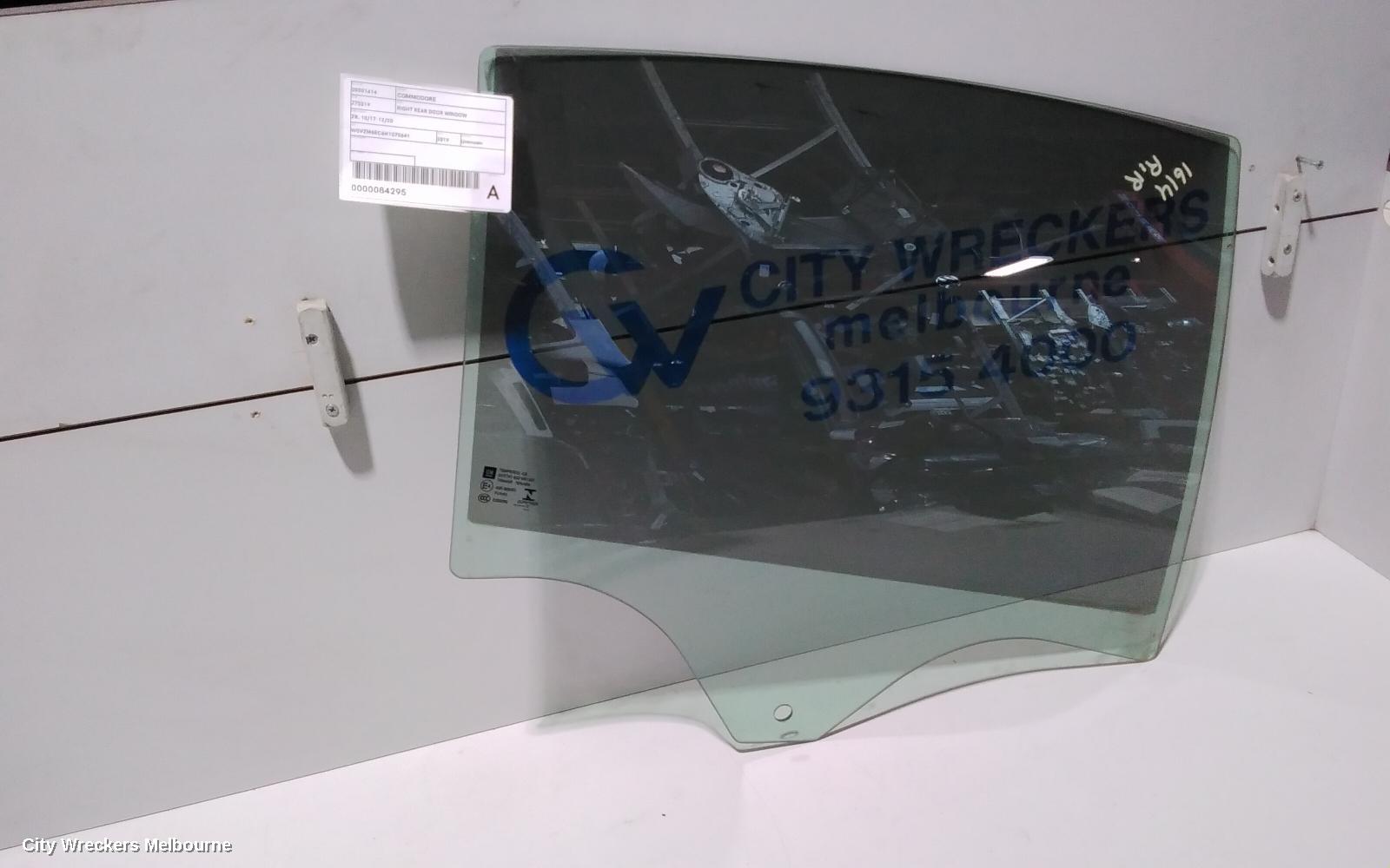 HOLDEN COMMODORE RIGHT REAR DOOR WINDOW, ZB, 10/2017 - 12/2020