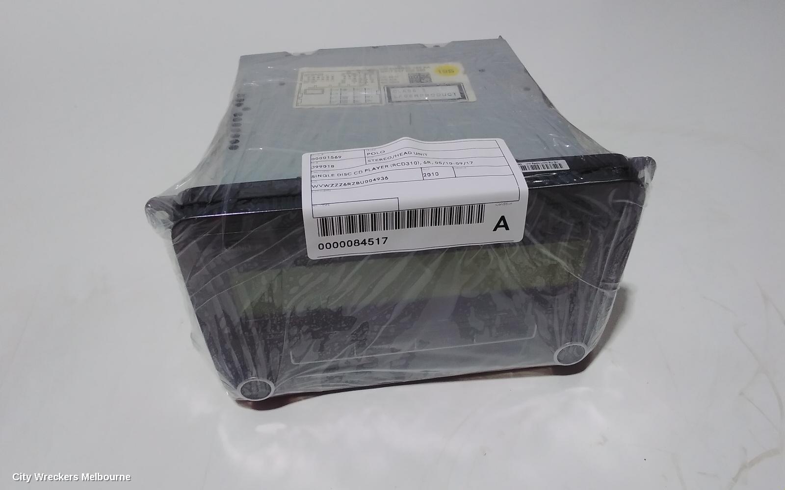 VOLKSWAGEN POLO RADIO/CD/DVD/SAT/TV, SINGLE DISC CD PLAYER (RCD310), 6R, 05/2010 - 09/2017