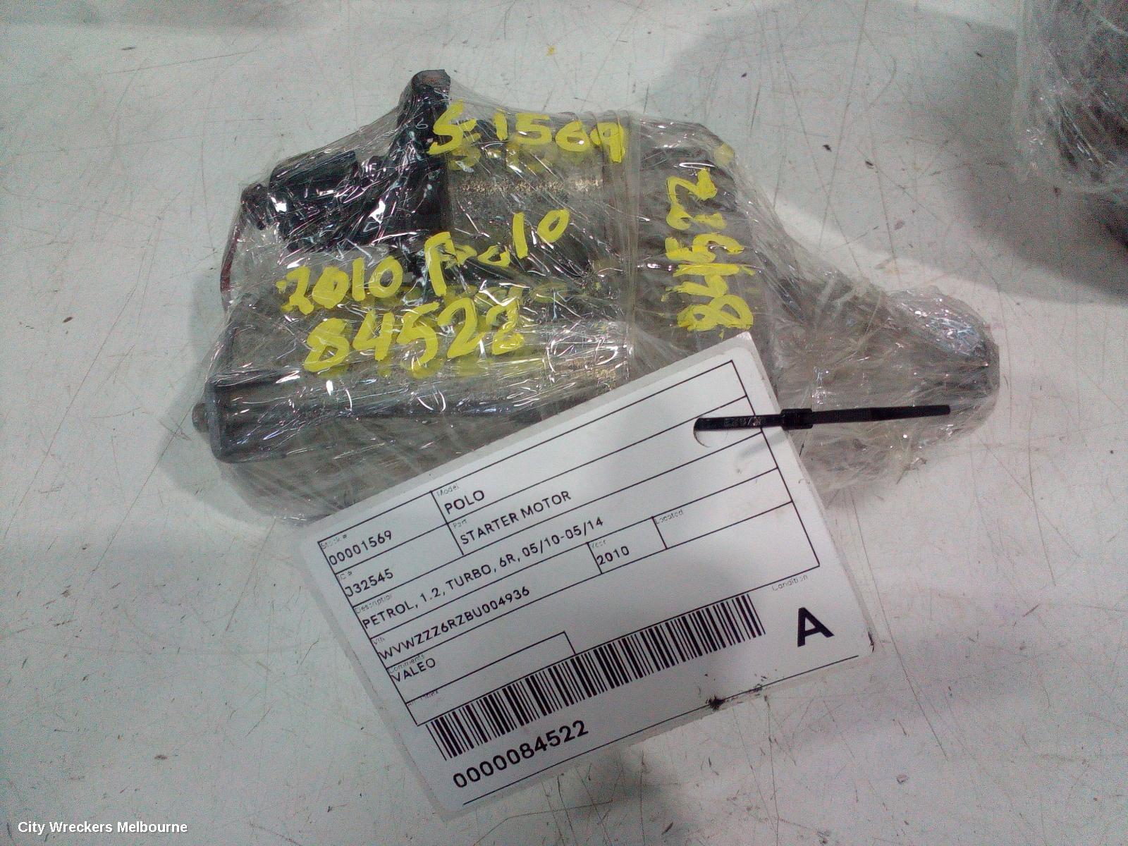 VOLKSWAGEN POLO STARTER, PETROL, 1.2, TURBO, 6R, 05/2010 - 05/2014