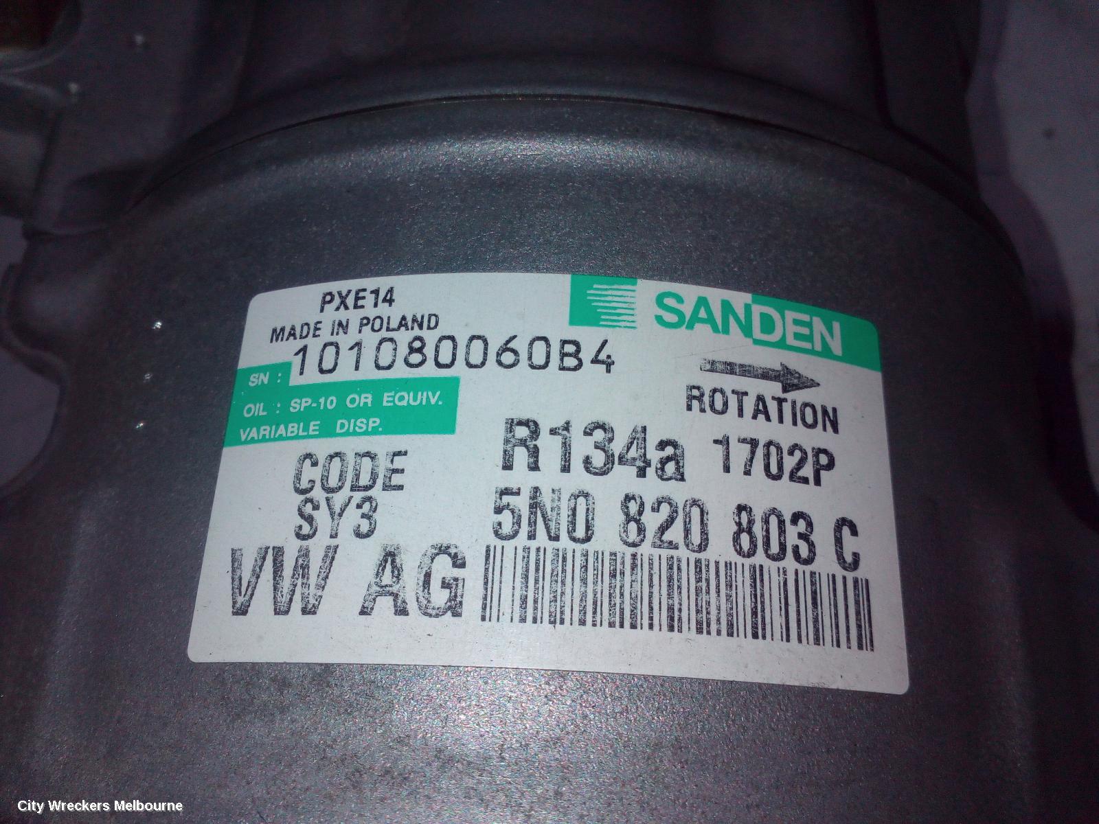 VOLKSWAGEN POLO A/C COMPRESSOR, 6R, 1.2, PETROL, TURBO, 05/2010 - 05/2014