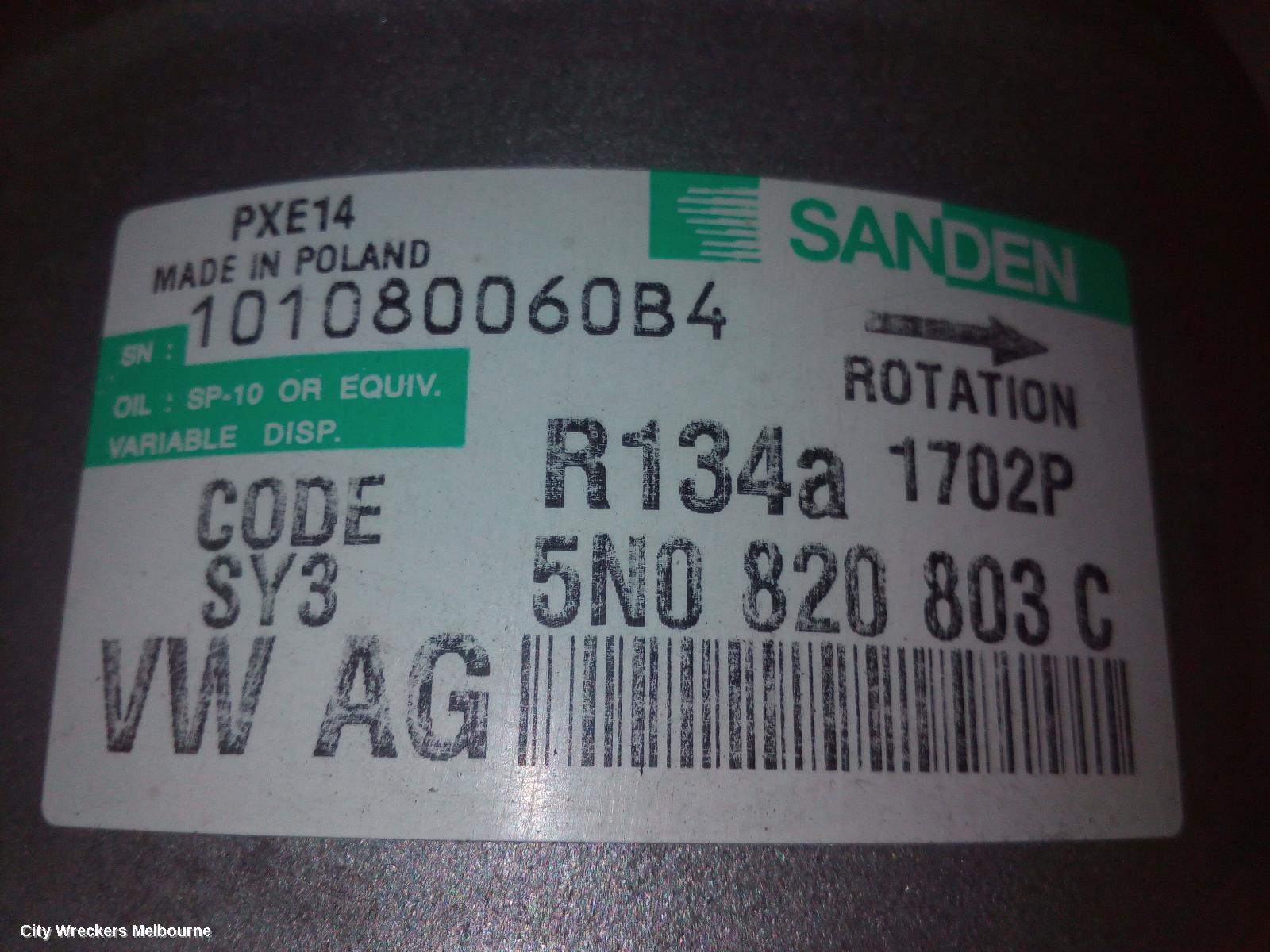 VOLKSWAGEN POLO A/C COMPRESSOR, 6R, 1.2, PETROL, TURBO, 05/2010 - 05/2014
