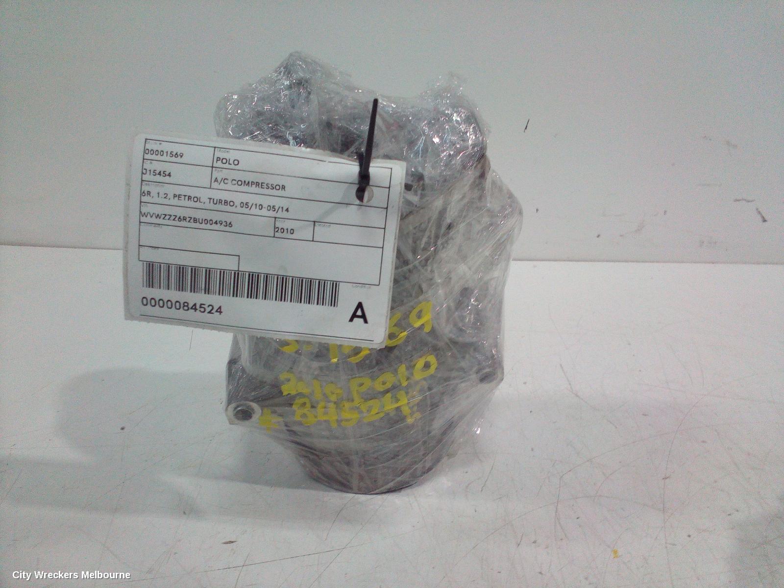 VOLKSWAGEN POLO A/C COMPRESSOR, 6R, 1.2, PETROL, TURBO, 05/2010 - 05/2014