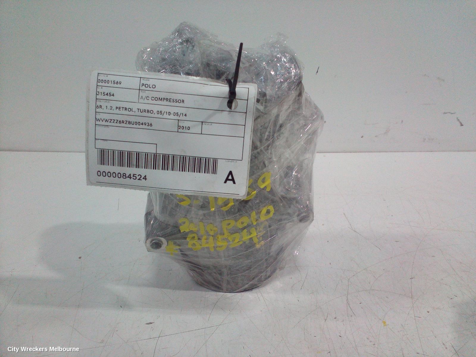 VOLKSWAGEN POLO A/C COMPRESSOR, 6R, 1.2, PETROL, TURBO, 05/2010 - 05/2014