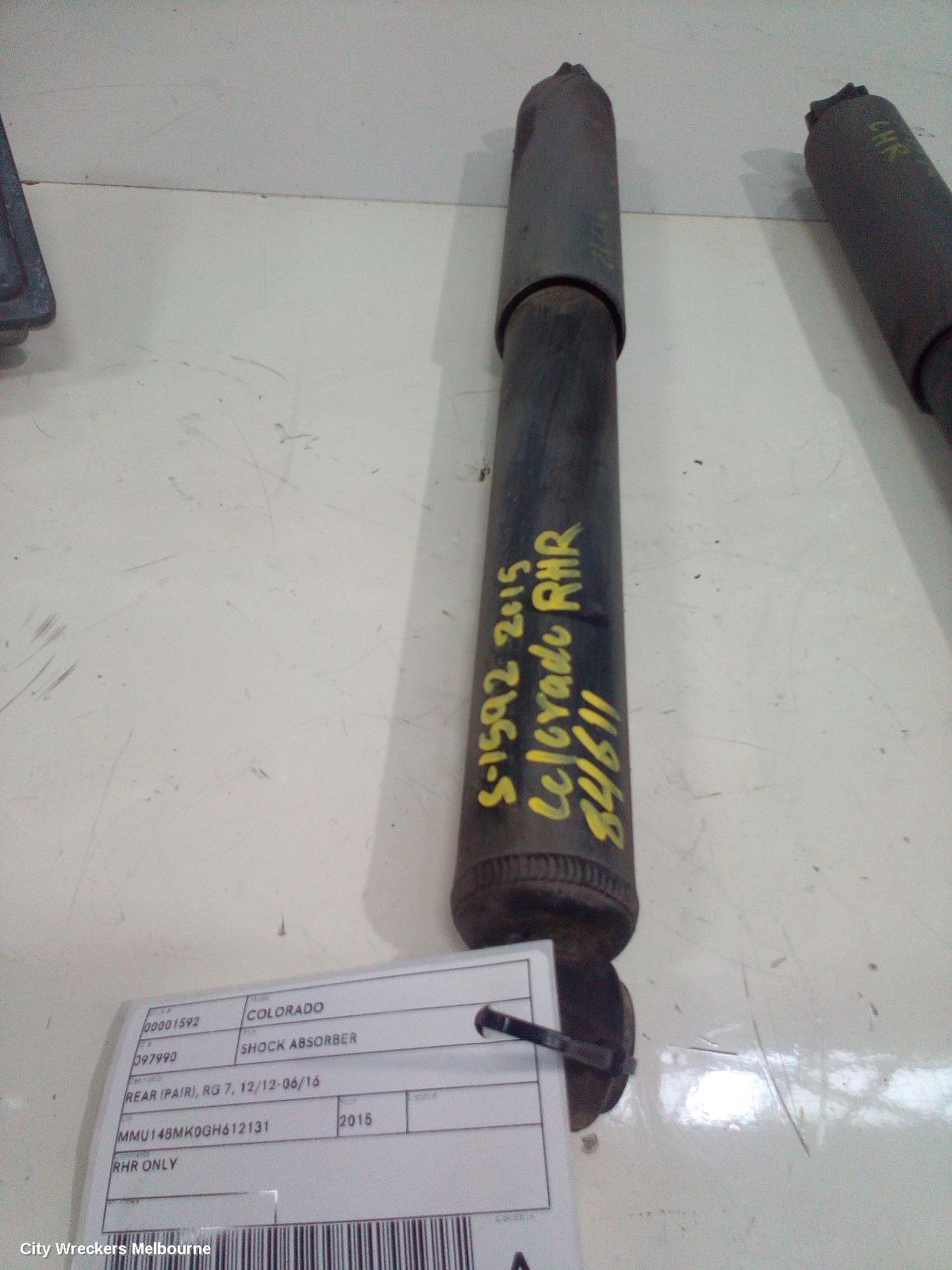 HOLDEN COLORADO SHOCK ABSORBER, REAR (PAIR), RG 7, 12/2012 - 06/2016