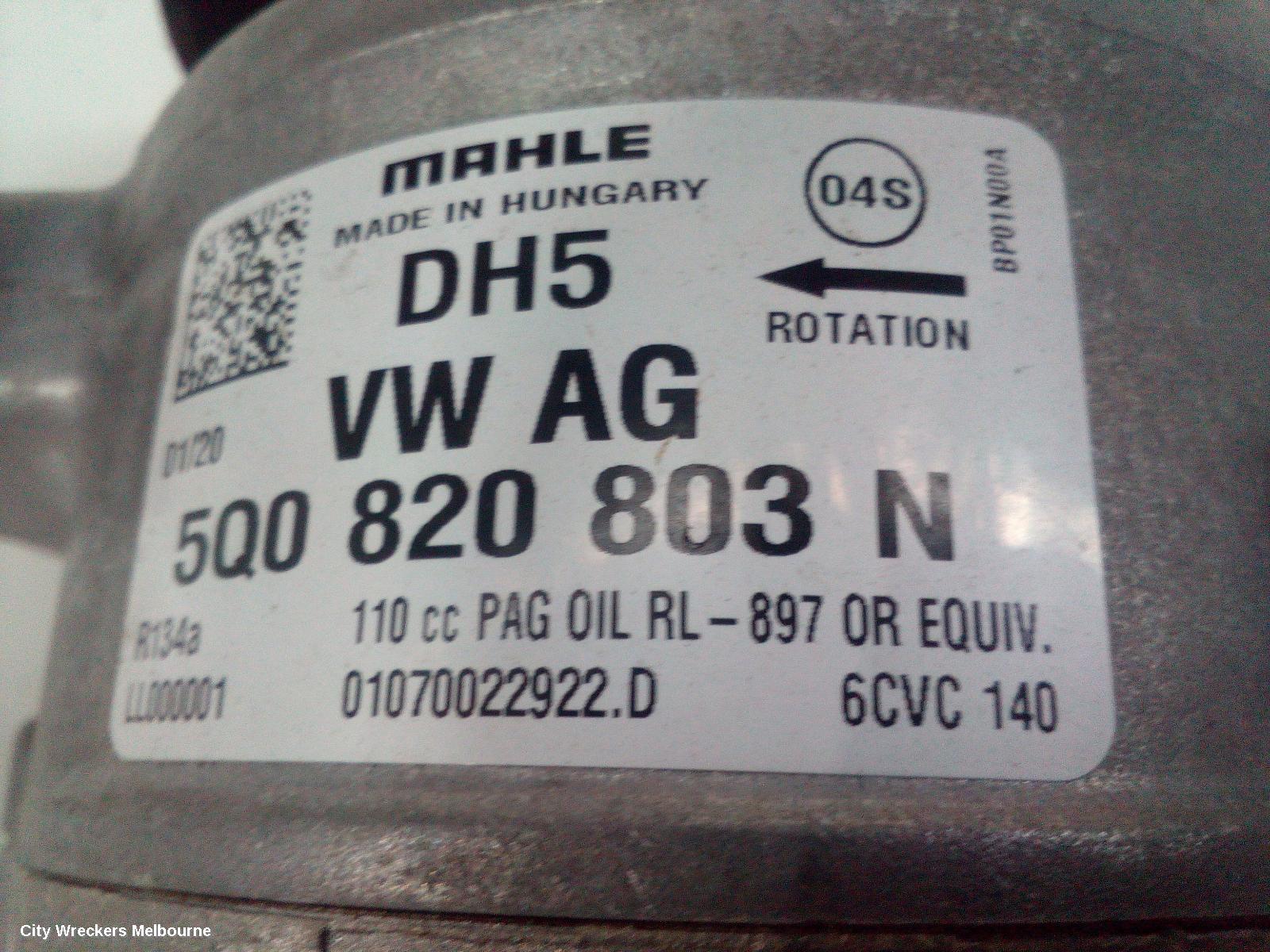 VOLKSWAGEN GOLF A/C COMPRESSOR, GEN 7, 1.4/1.8, PETROL, 03/2013 - 08/2020