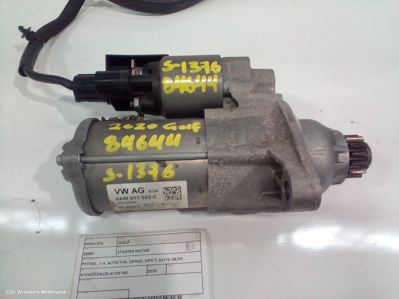 VOLKSWAGEN GOLF STARTER, PETROL, 1.4, AUTO T/M, DENSO, GEN 7, 03/2013 - 08/2020