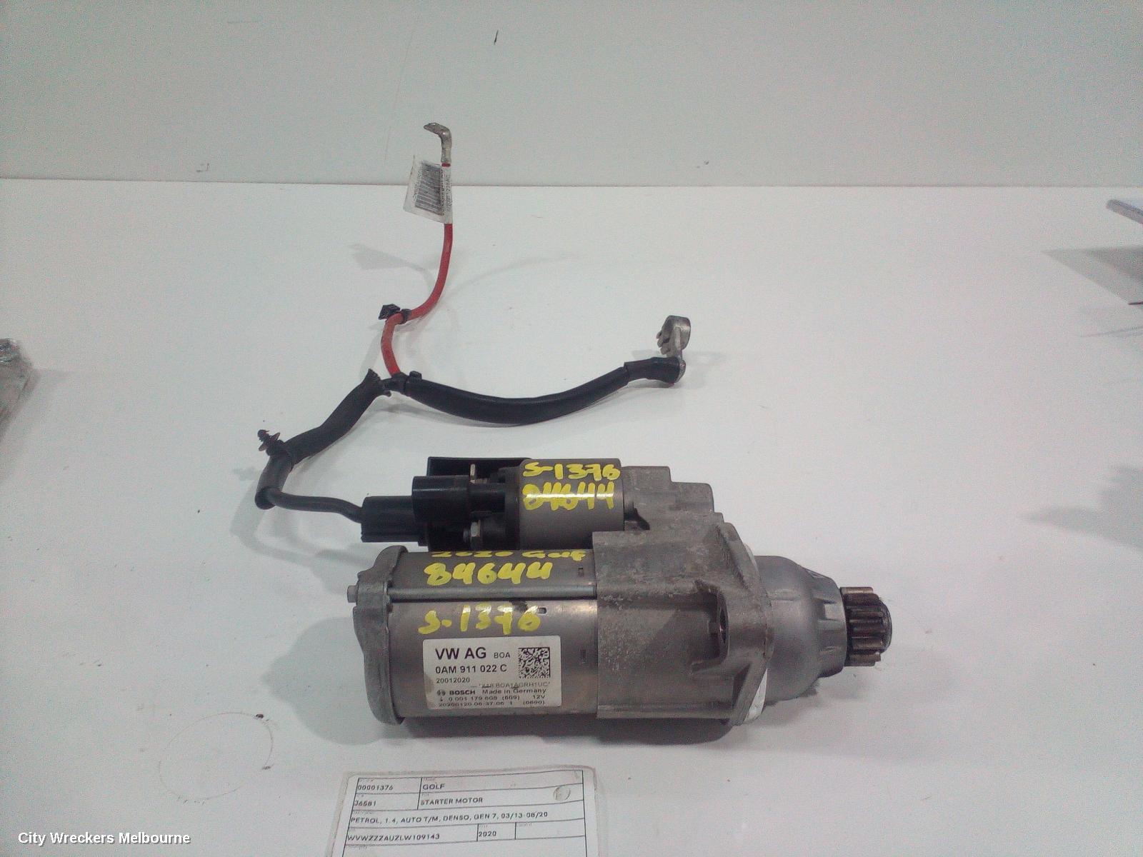 VOLKSWAGEN GOLF STARTER, PETROL, 1.4, AUTO T/M, DENSO, GEN 7, 03/2013 - 08/2020