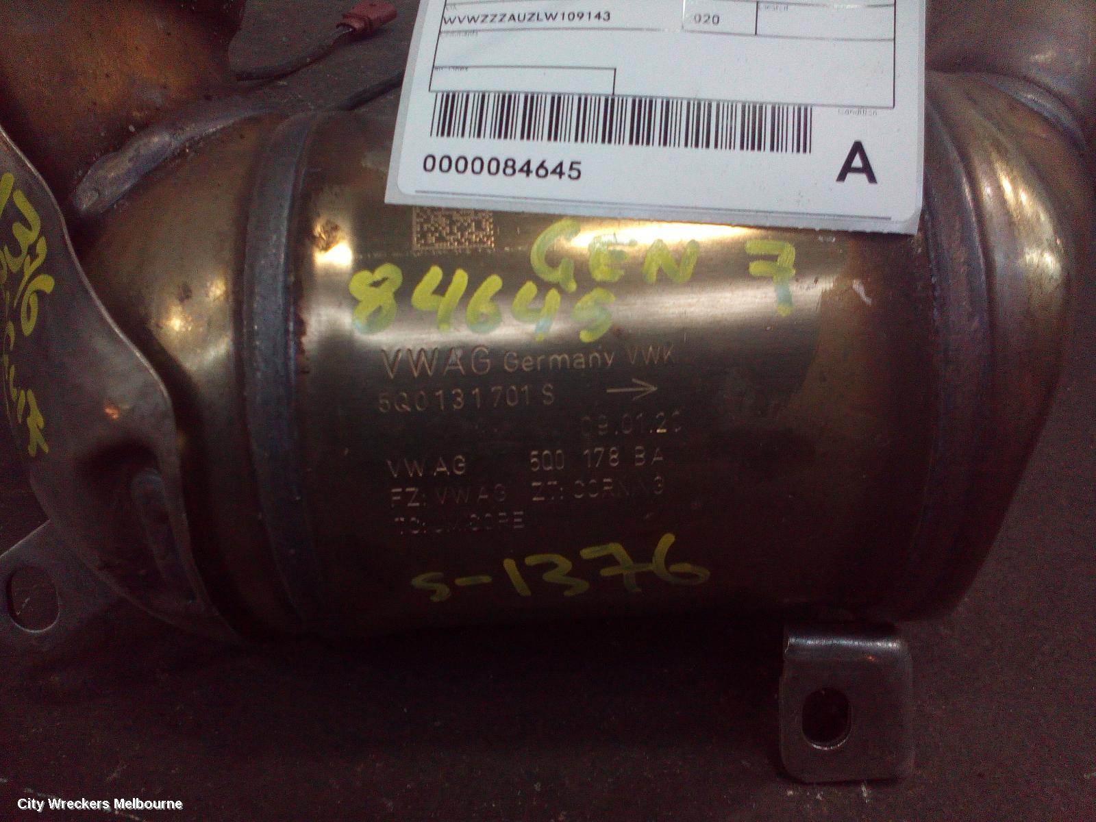 VOLKSWAGEN GOLF CATALYTIC CONVERTER, DOWNPIPE-CAT TYPE, 1.4, PETROL, CPTA/CXSA/CHPA/CMBA/CZCA/CZDA CODE, GEN 7, 03/2013 - 08/2020