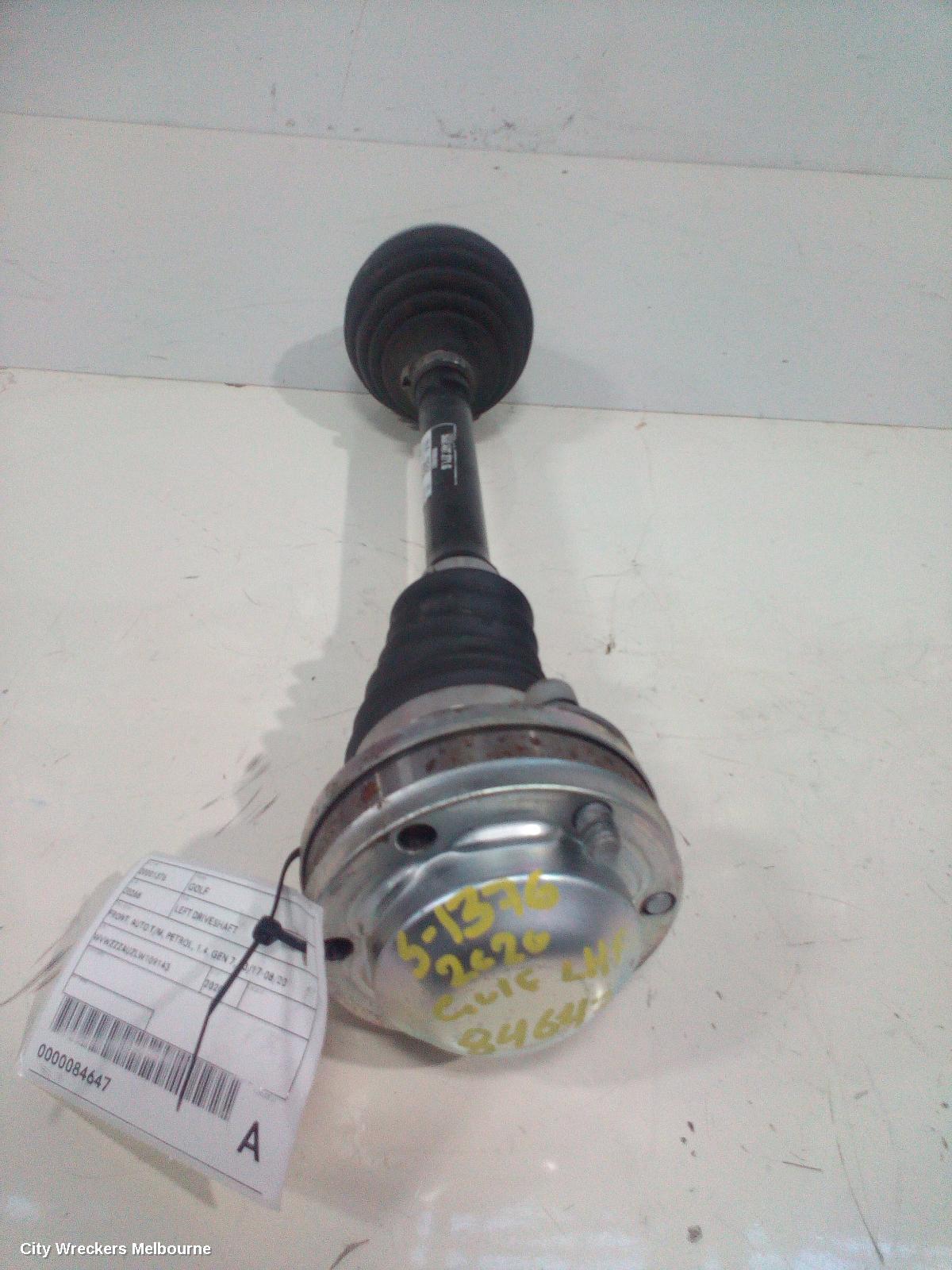 VOLKSWAGEN GOLF LEFT DRIVESHAFT, FRONT, AUTO T/M, PETROL, 1.4, GEN 7, 03/2017 - 08/2020