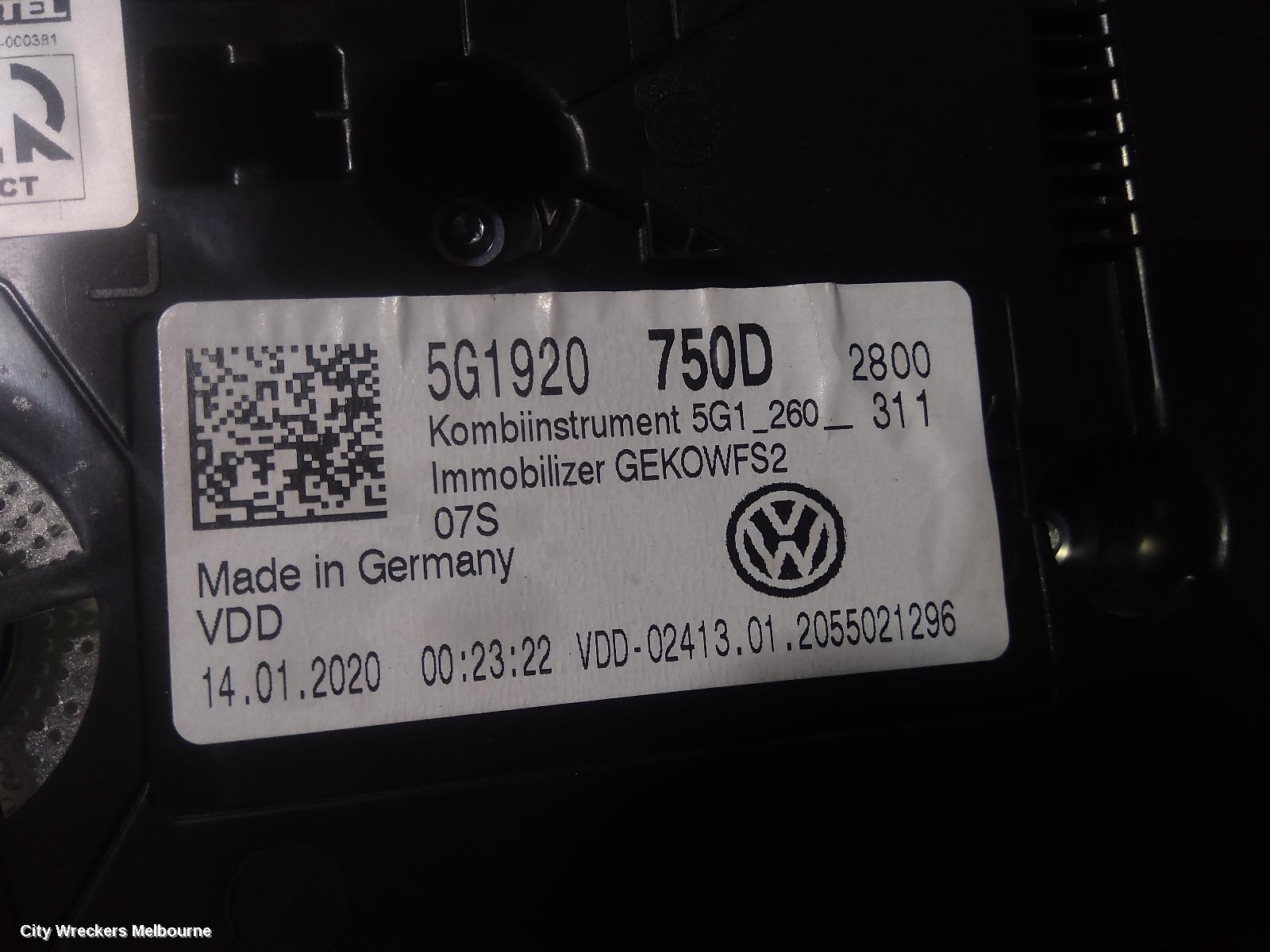 VOLKSWAGEN GOLF INSTRUMENT CLUSTER, INSTRUMENT CLUSTER (MFD PREMIUM), PETROL, HIGHLINE, GEN 7, 03/2017 - 08/2020