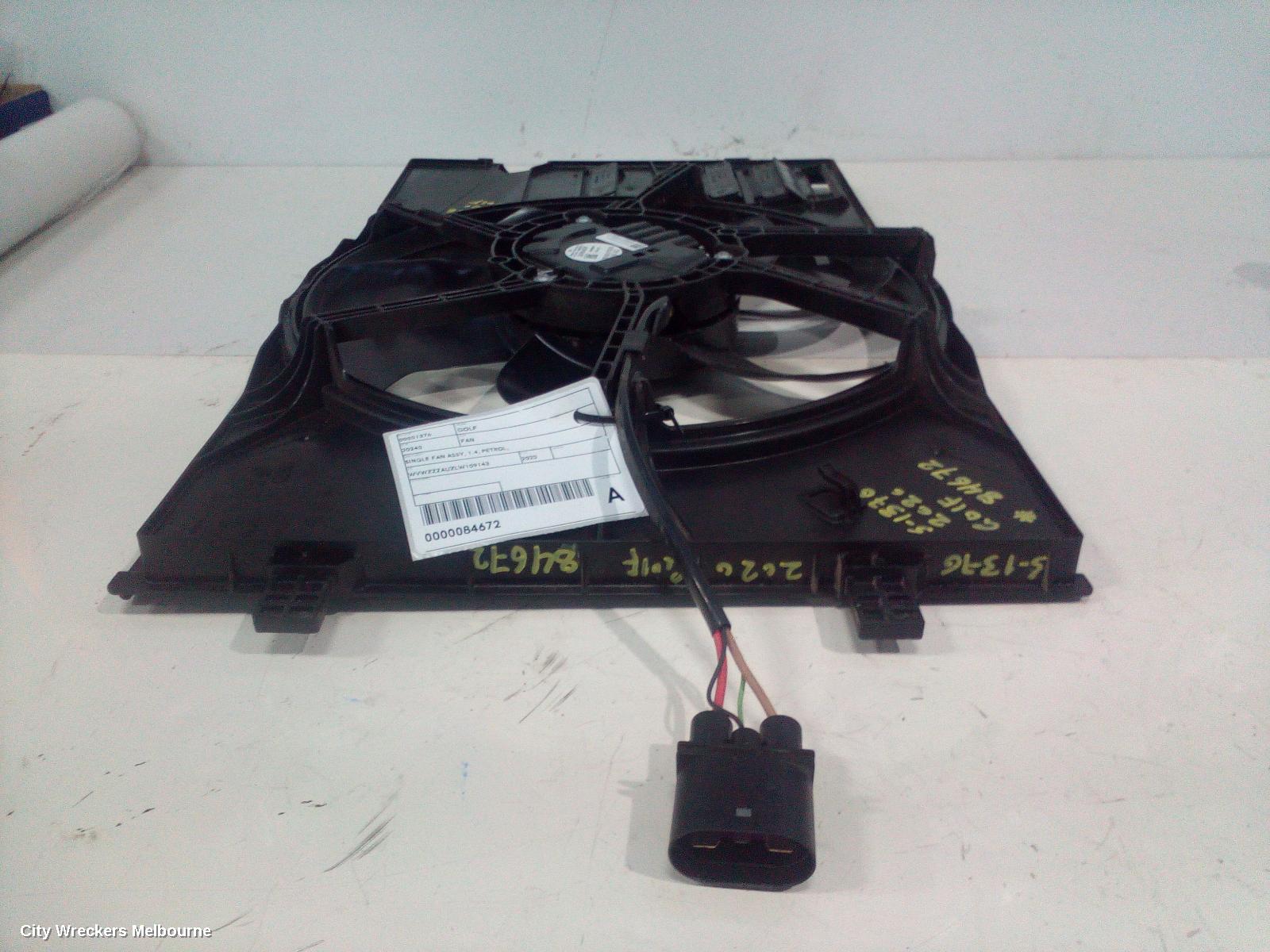 VOLKSWAGEN GOLF FAN, SINGLE FAN ASSY, 1.4, PETROL, CXSA/CHPA/CMBA/CZCA/CZDA/CPTA CODE, 400W (MAGNA), GEN 7, 03/2013 - 08/2020