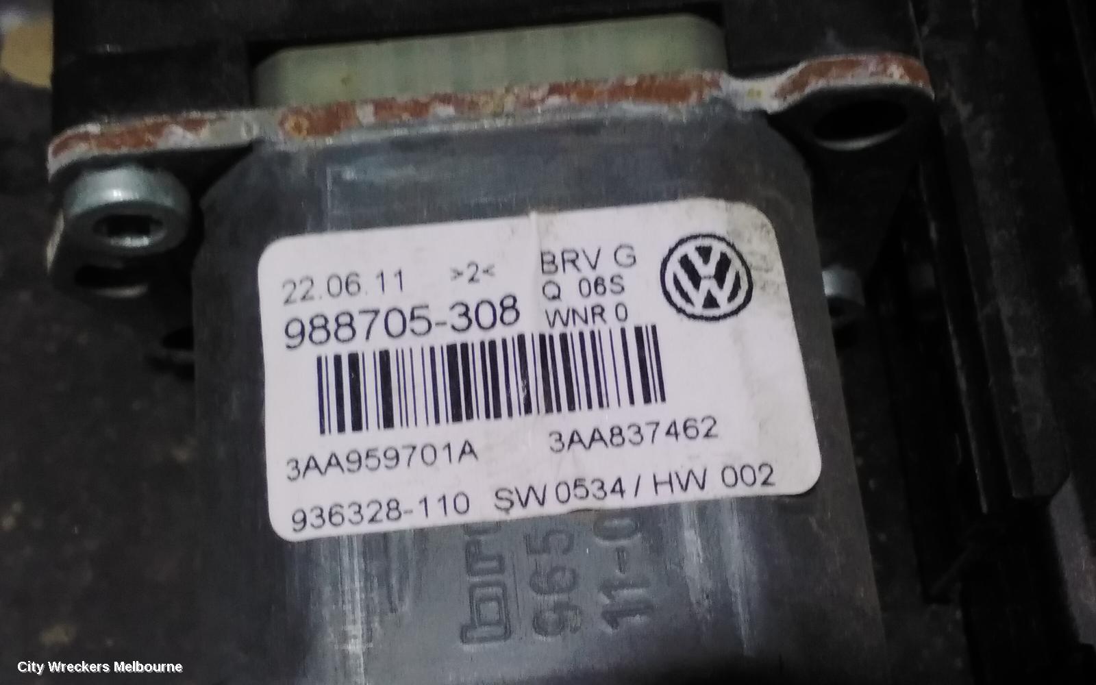 VOLKSWAGEN PASSAT RIGHT FRONT WINDOW REG/MOTOR, 3C/MK6 B7, SEDAN/WAGON, 09/2010 - 05/2015