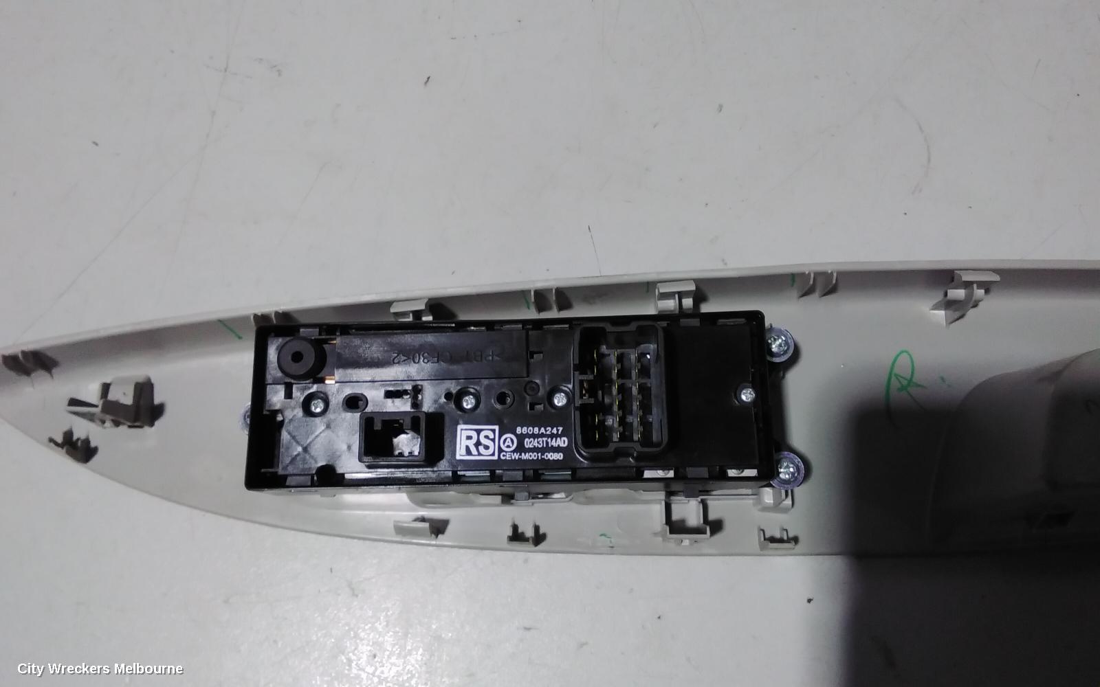 MITSUBISHI MIRAGE PWR DR WIND SWITCH, RH FRONT (MASTER SWITCH), LA, HATCH, 12/2012 ONWARDS