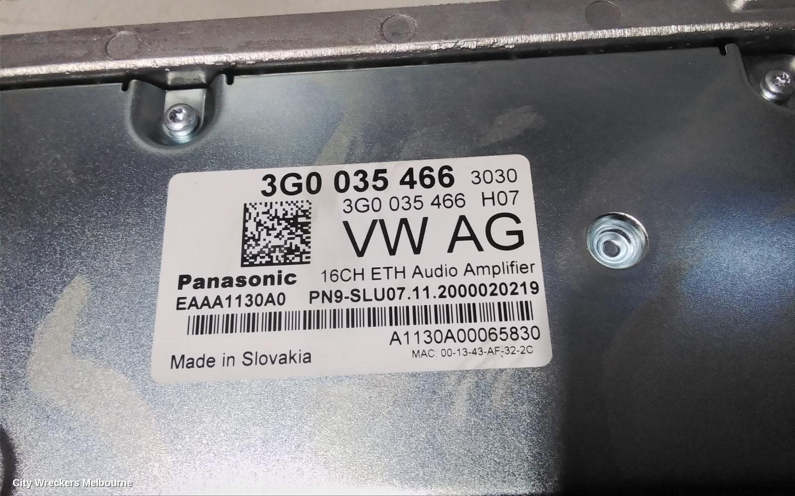 VOLKSWAGEN TIGUAN RADIO/CD/DVD/SAT/TV, AMPLIFIER, 5NA, 06/2016 ONWARDS