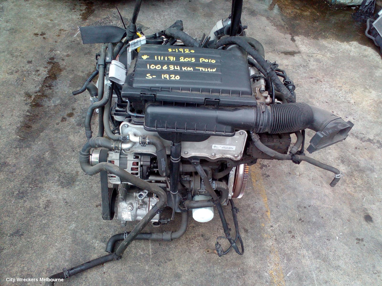 VOLKSWAGEN POLO ENGINE, PETROL, 1.2, TURBO, 6R, CJZD CODE, 05/2014 - 09/2017