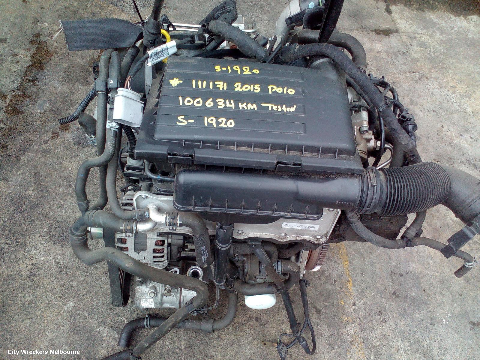 VOLKSWAGEN POLO ENGINE, PETROL, 1.2, TURBO, 6R, CJZD CODE, 05/2014 - 09/2017