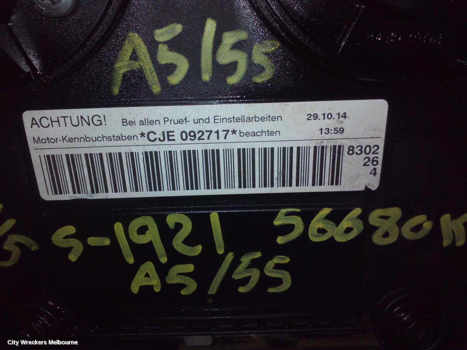 AUDI A5 ENGINE, PETROL, 1.8, TURBO, FWD, 8T/8F, CJEB CODE, 10/2011 - 11/2016