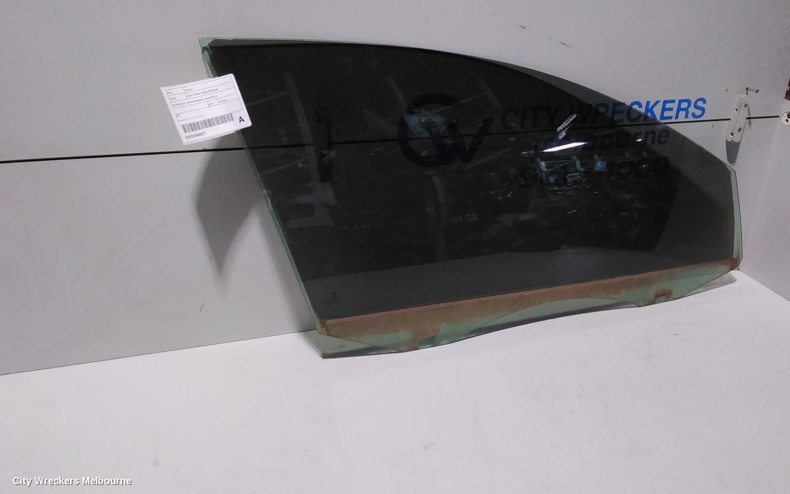 VOLKSWAGEN PASSAT RIGHT FRONT DOOR WINDOW, 3C/MK6 B6-B7, SEDAN/WAGON, 03/2006 - 05/2015