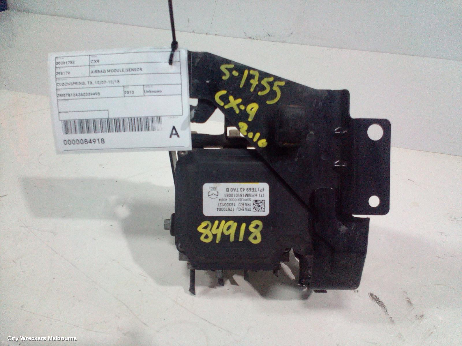 MAZDA CX9 AIRBAG MODULE/SENSOR, CLOCKSPRING, TB, 12/2007 - 12/2015