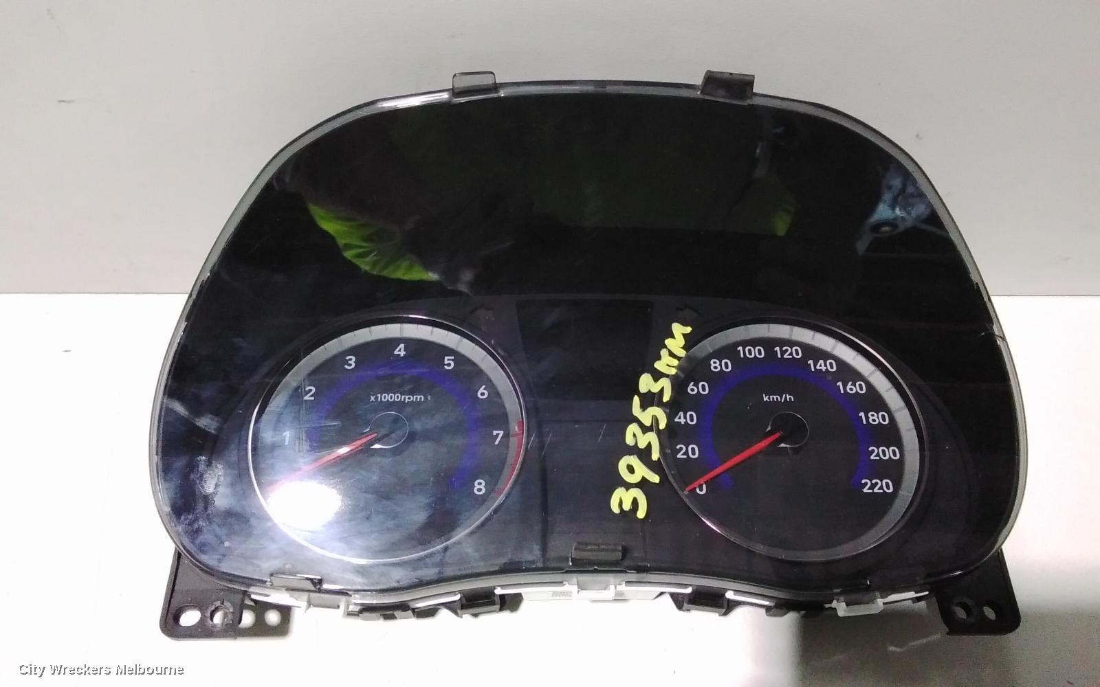 HYUNDAI ACCENT INSTRUMENT CLUSTER, PETROL, AUTO T/M, RB, 07/2011 - 12/2019