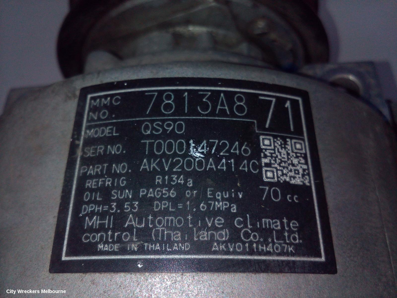 MITSUBISHI OUTLANDER A/C COMPRESSOR, ZJ-ZL, 2.0, PETROL, HYBRID, 03/2014 - 07/2020