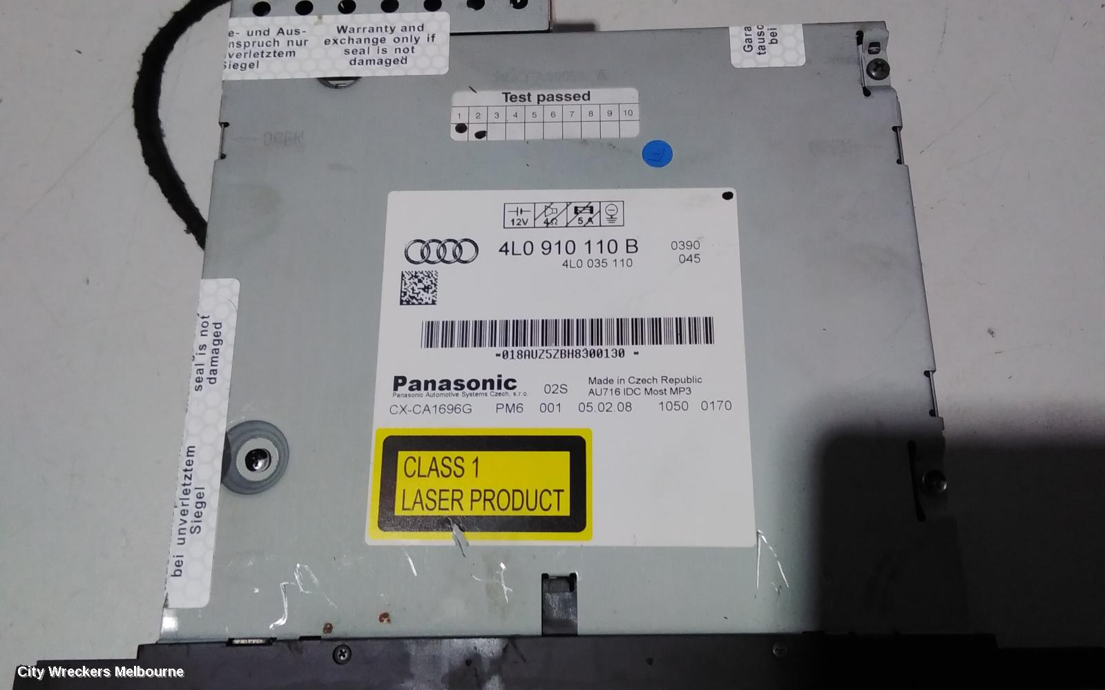 AUDI Q7 RADIO/CD/DVD/SAT/TV, DISPLAY UNIT ONLY, 8IN, 4L, 09/2006 - 09/2009