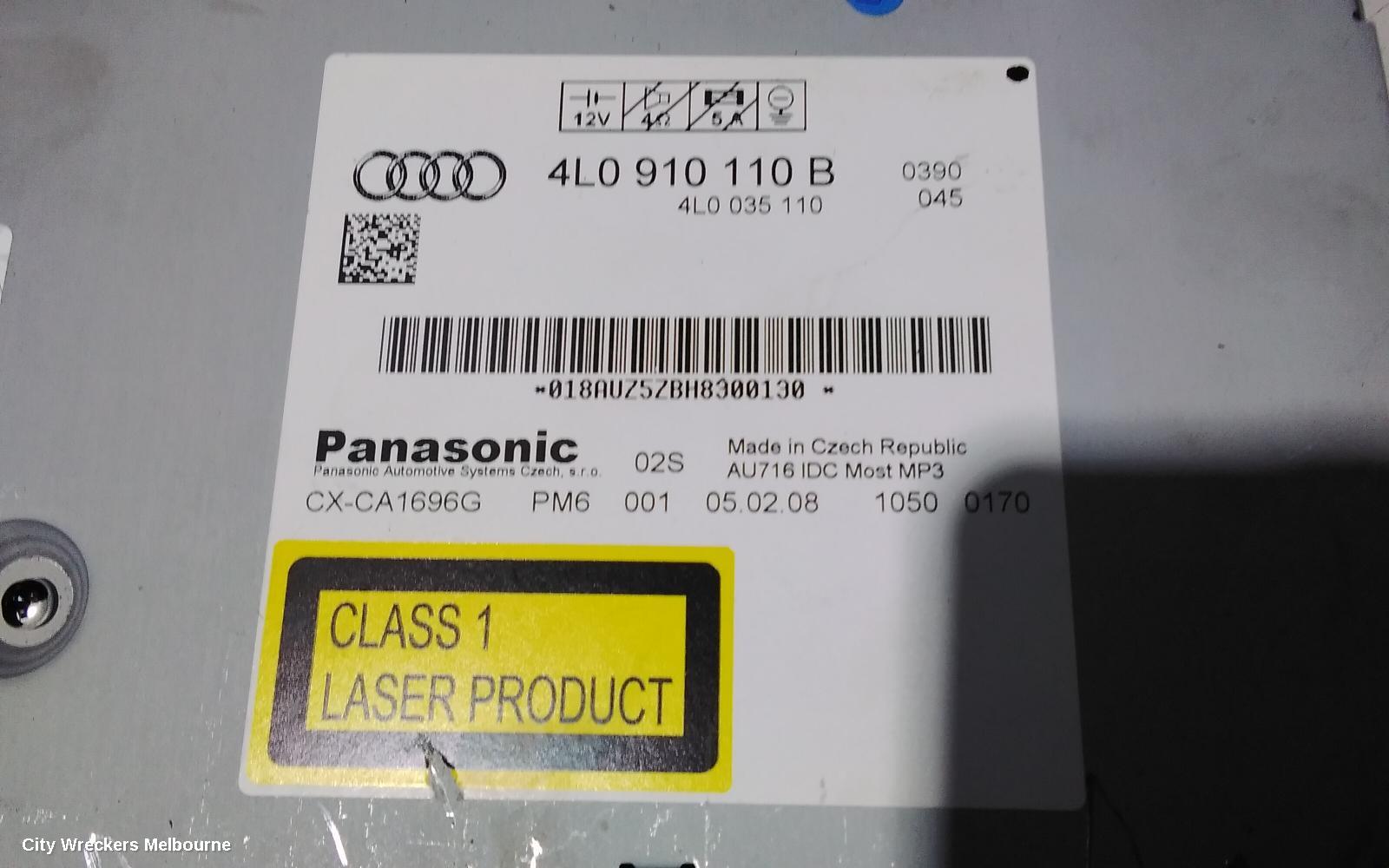AUDI Q7 RADIO/CD/DVD/SAT/TV, DISPLAY UNIT ONLY, 8IN, 4L, 09/2006 - 09/2009