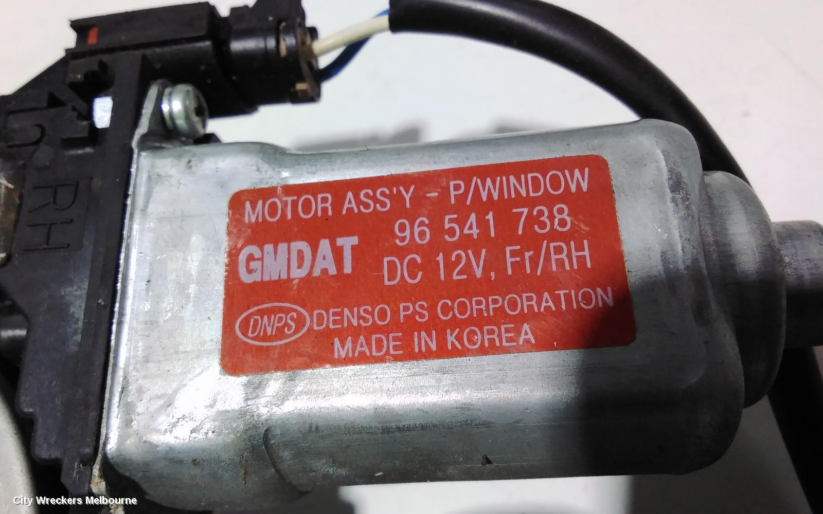 HOLDEN BARINA RIGHT FRONT WINDOW REG/MOTOR, TK, POWER, 5DR HATCH, 12/2005 - 12/2012