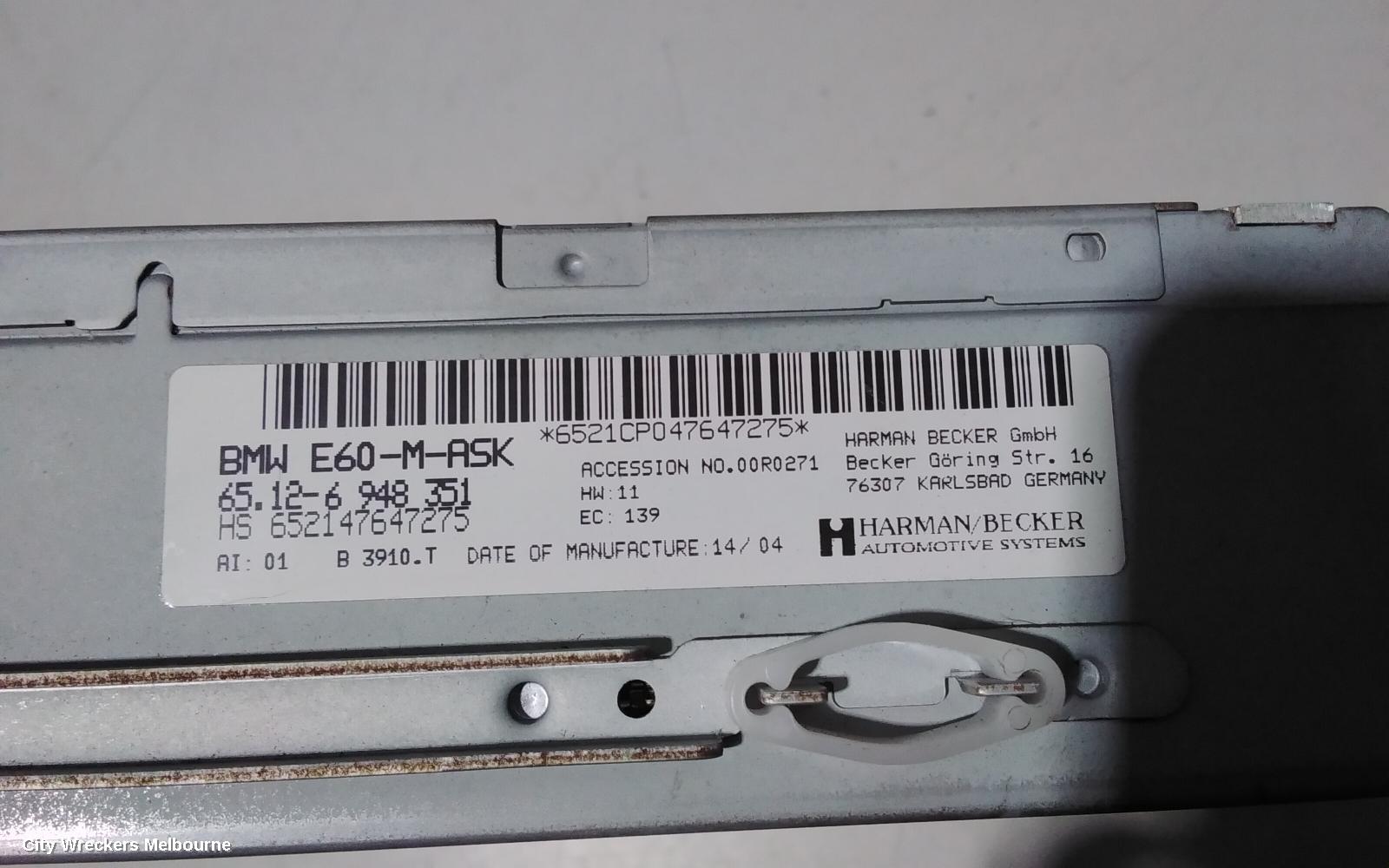 BMW 5 SERIES RADIO/CD/DVD/SAT/TV, TUNER/CD PLAYER, E60/E61, 10/2003 - 04/2010