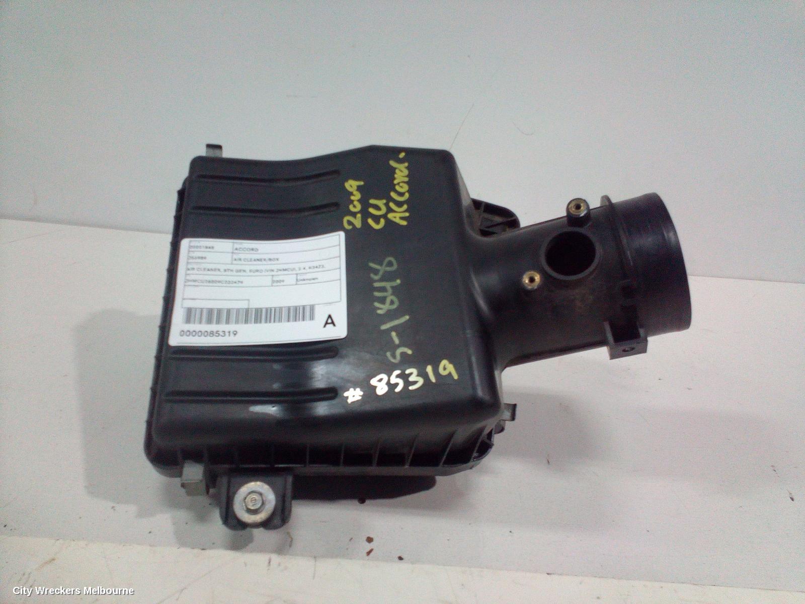 HONDA ACCORD AIR CLEANER/BOX, AIR CLEANER, 8TH GEN, EURO (VIN JHMCU), 2.4, K24Z3, 06/2008 - 12/2015