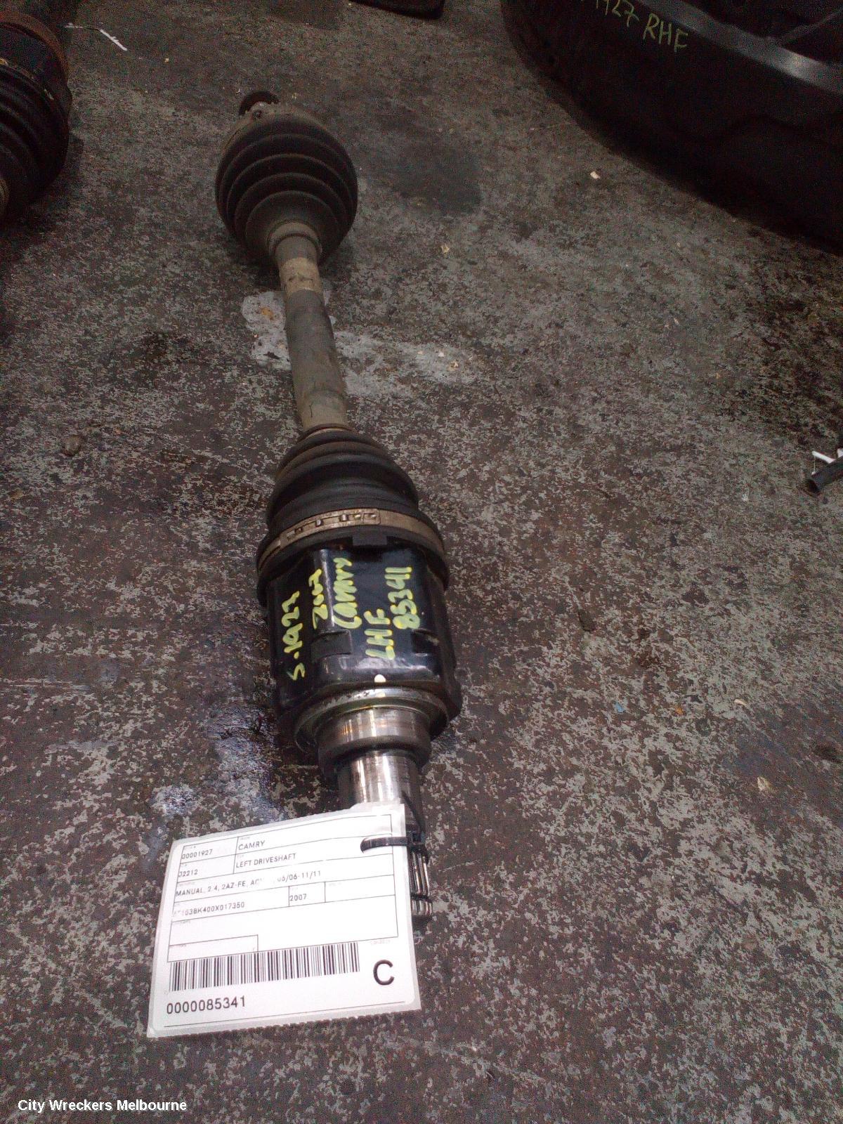 TOYOTA CAMRY LEFT DRIVESHAFT, MANUAL, 2.4, 2AZ-FE, ACV40, 06/2006 - 11/2011