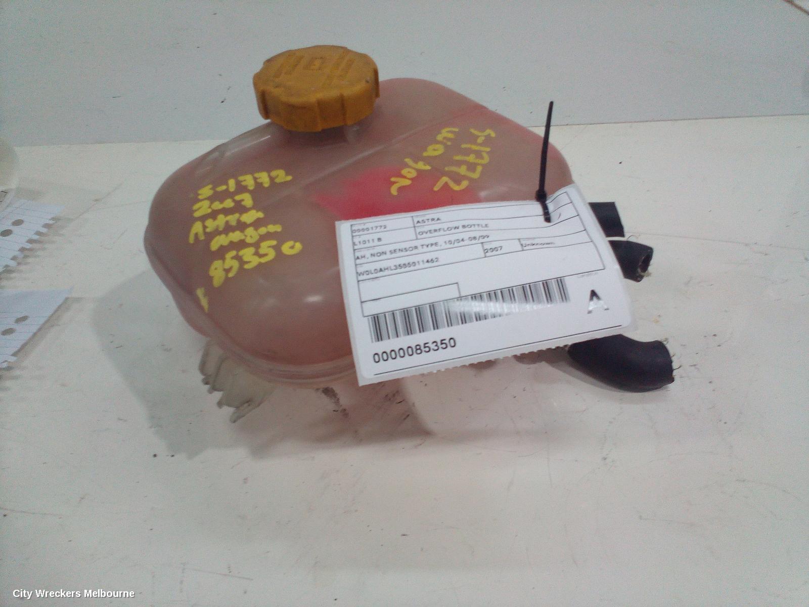 HOLDEN ASTRA OVERFLOW BOTTLE, AH, NON SENSOR TYPE, 10/2004 - 08/2009