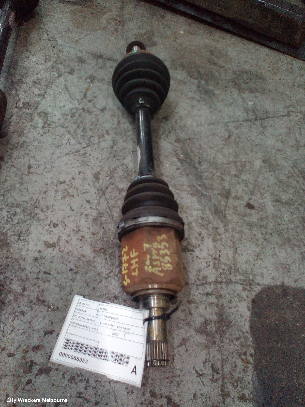 HOLDEN ASTRA LEFT DRIVESHAFT, AH, AUTO, PETROL, 1.8, ABS TYPE, 10/2004 - 08/2009
