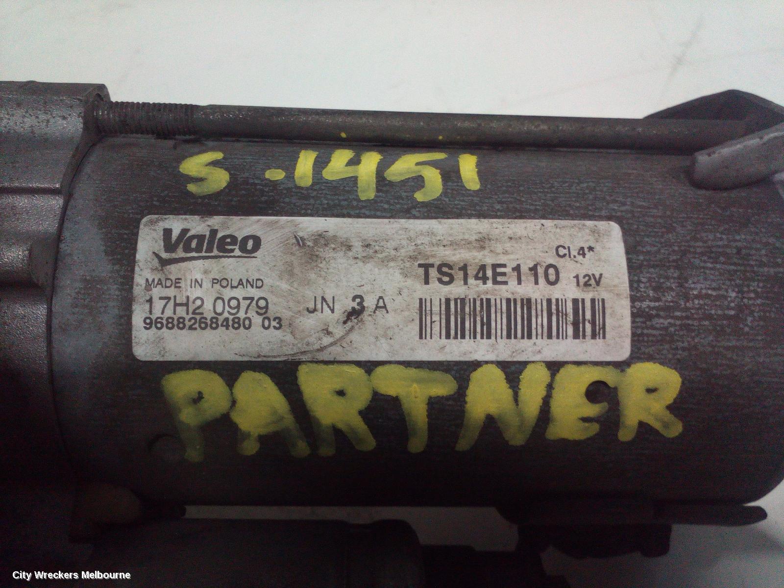 PEUGEOT PARTNER STARTER, DIESEL, 1.6, 09/2008 - 01/2015