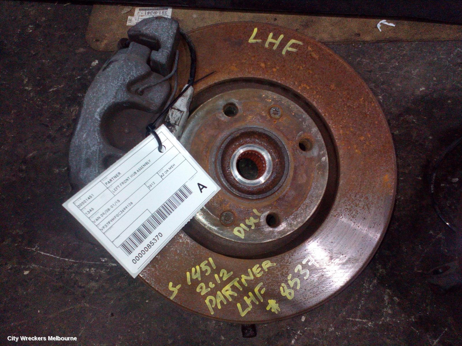 PEUGEOT PARTNER LEFT FRONT HUB ASSEMBLY, VAN 09/2008 - 01/2015