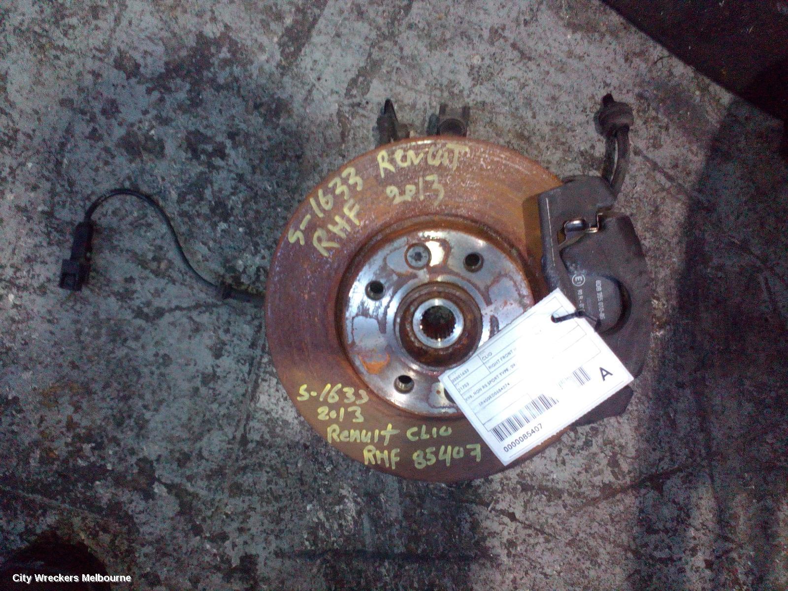 RENAULT CLIO RIGHT FRONT HUB ASSEMBLY, X98, NON RS SPORT TYPE, 09/2013 - 10/2019