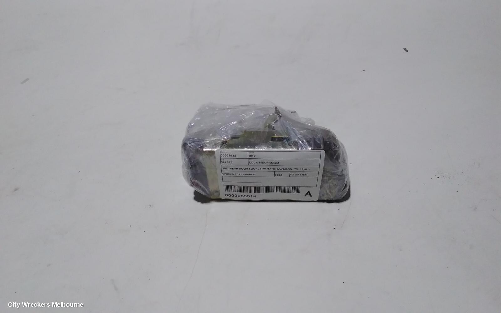 PEUGEOT 307 DOOR/BOOT/GATE LOCK, LEFT REAR DOOR LOCK, 5DR HATCH/WAGON, T5, 12/2001 - 12/2008
