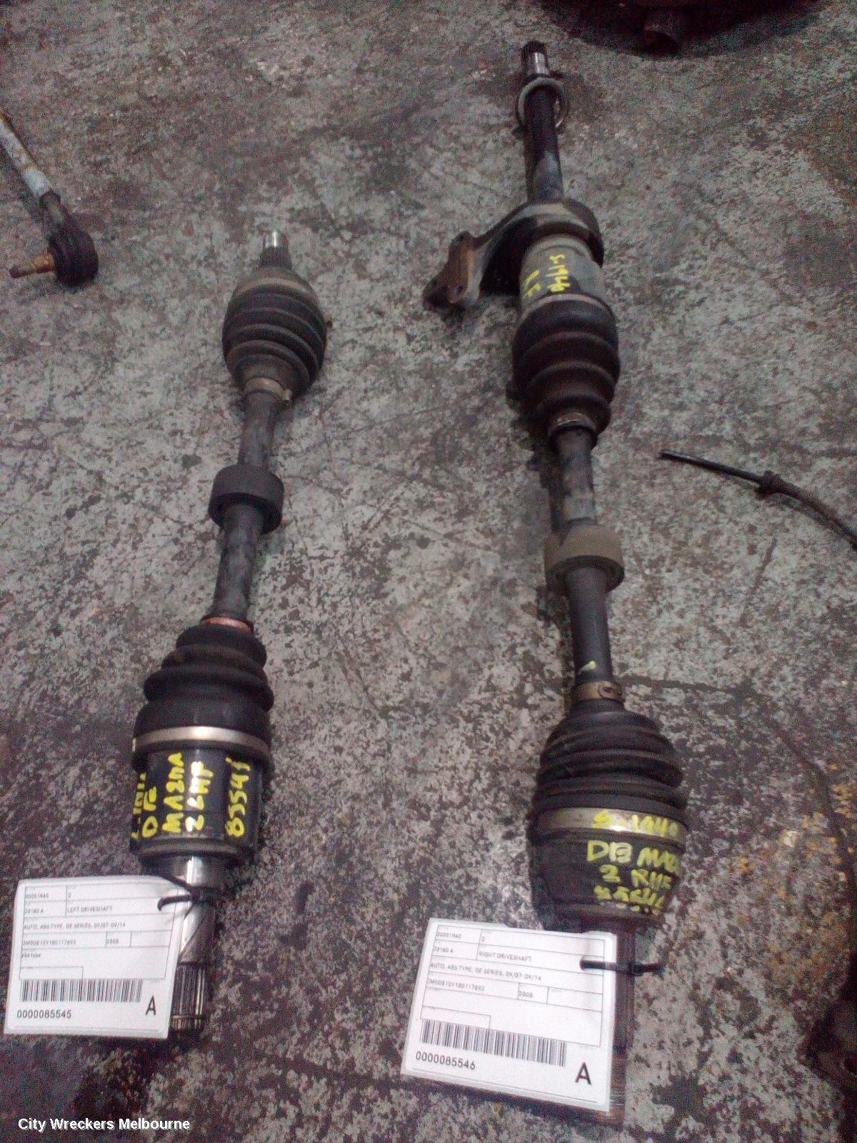 MAZDA 2 LEFT DRIVESHAFT, AUTO, ABS TYPE, DE SERIES, 09/2007 - 09/2014