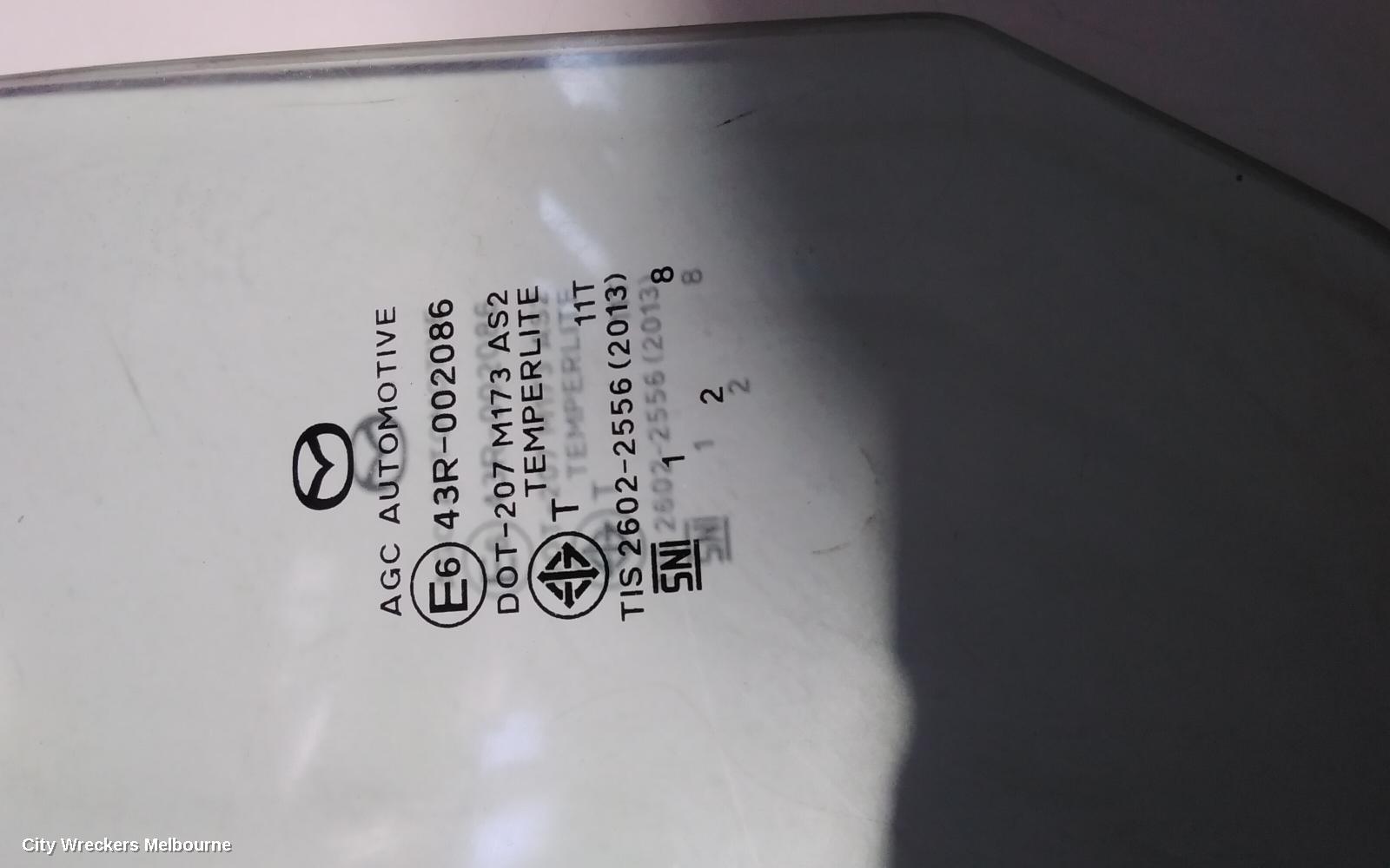 MAZDA 2 LEFT REAR DOOR WINDOW, DJ/DL, STANDARD TINT TYPE, 10/2014 ONWARDS