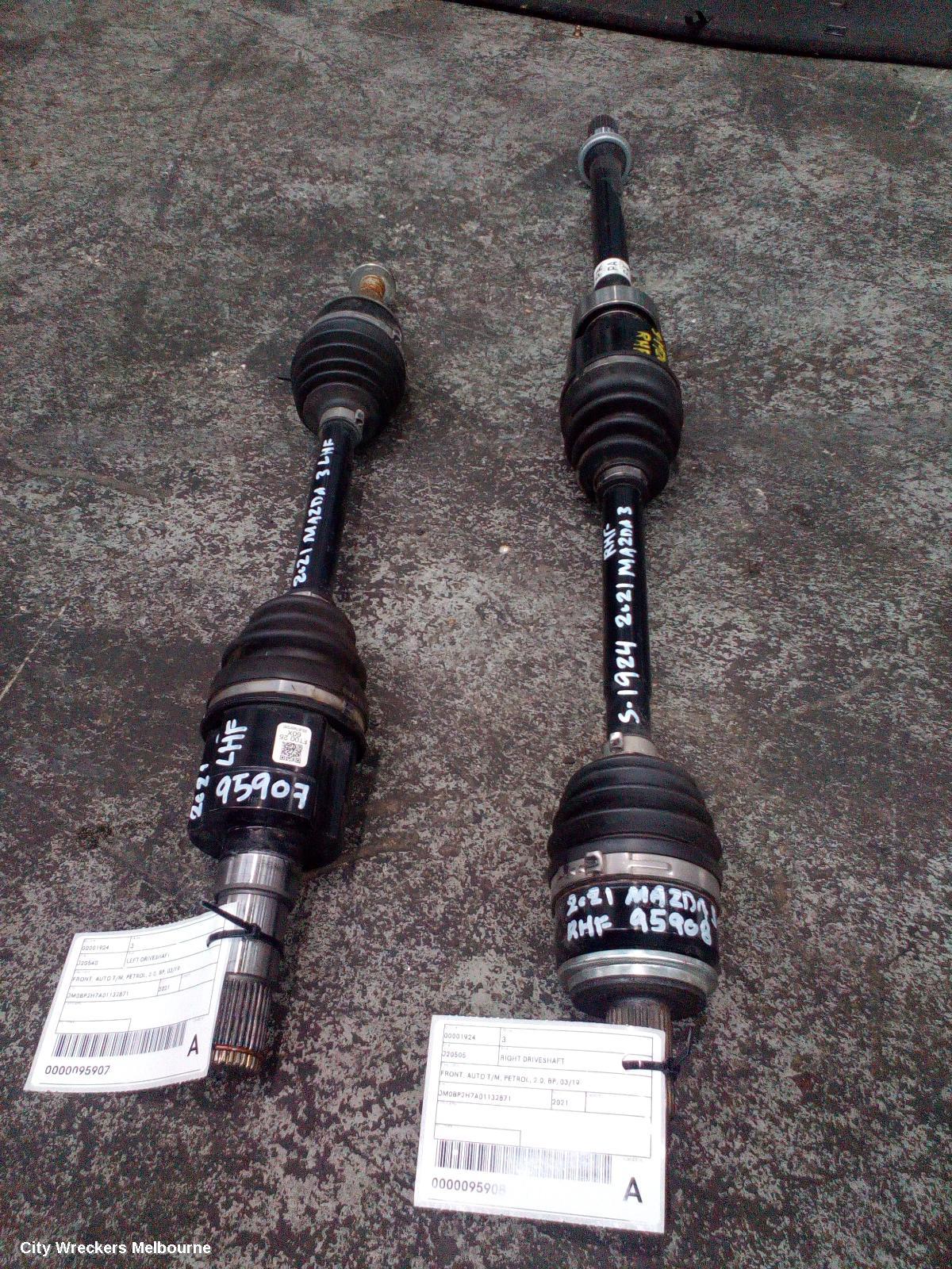 MAZDA 3 LEFT DRIVESHAFT, FRONT, AUTO T/M, PETROL, 2.0, BP, 03/2019 ONWARDS
