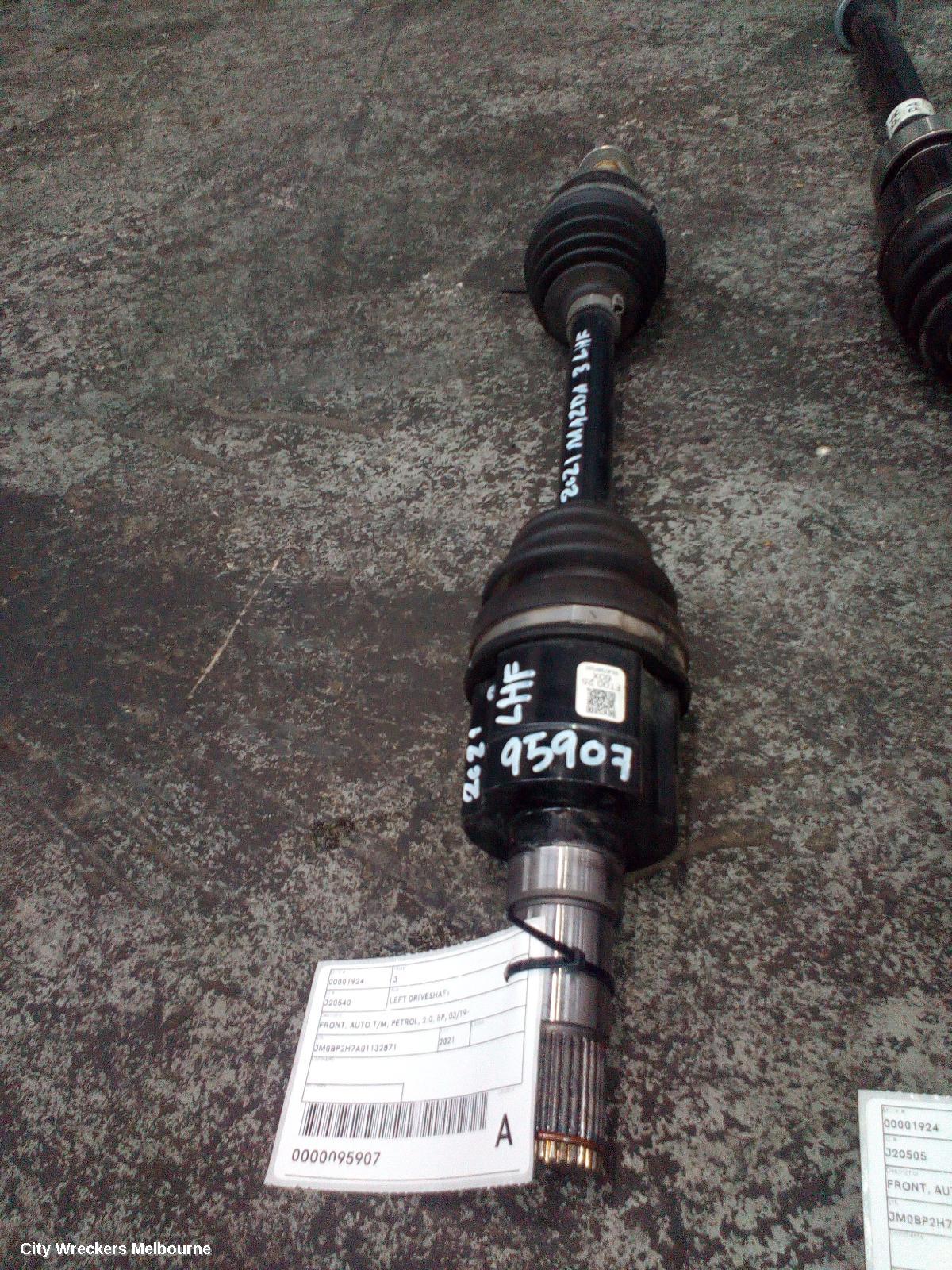 MAZDA 3 LEFT DRIVESHAFT, FRONT, AUTO T/M, PETROL, 2.0, BP, 03/2019 ONWARDS