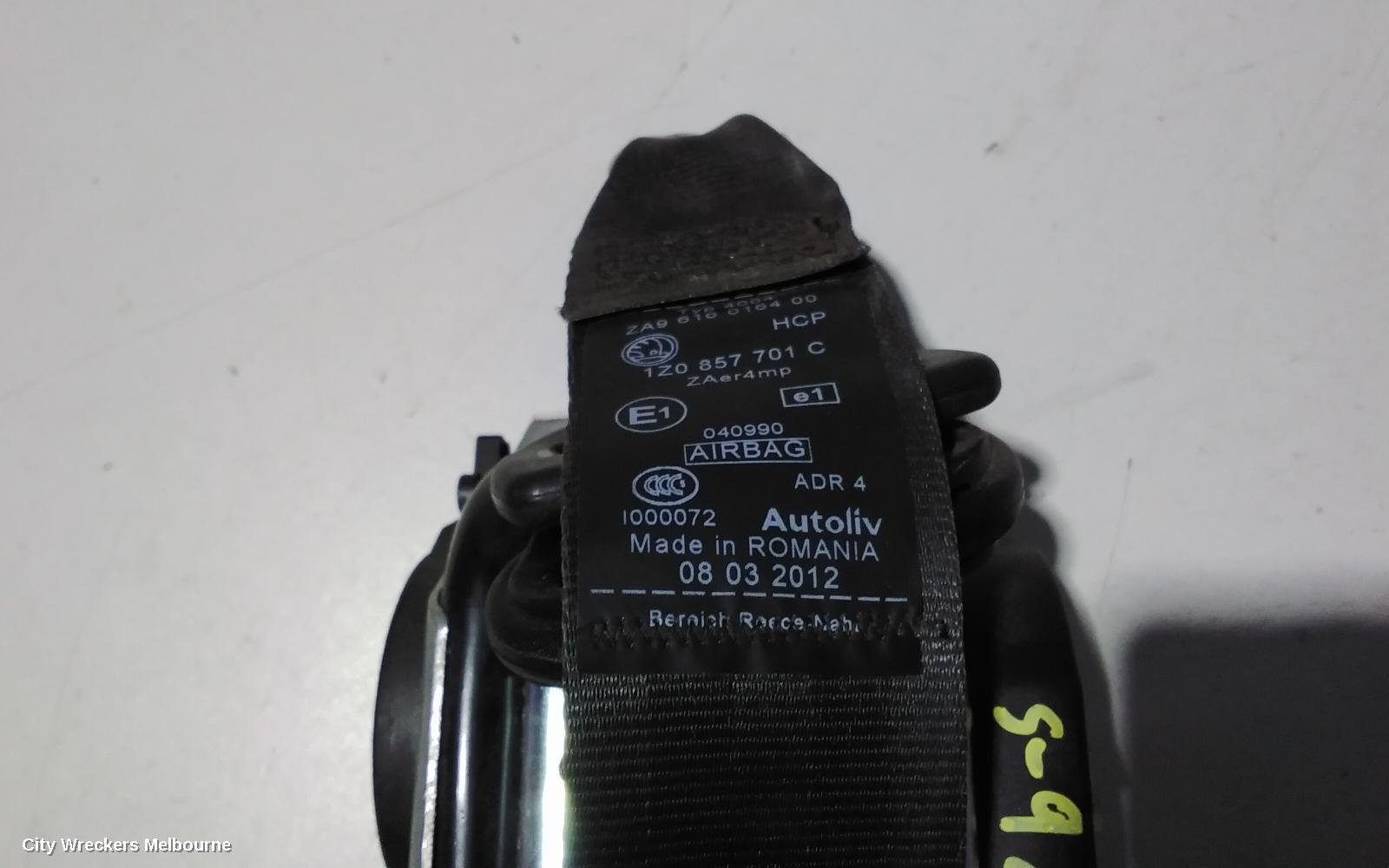 SKODA OCTAVIA SEATBELT/STALK, LH FRONT, SEAT BELT ONLY, NE, 11/2013 - 09/2020