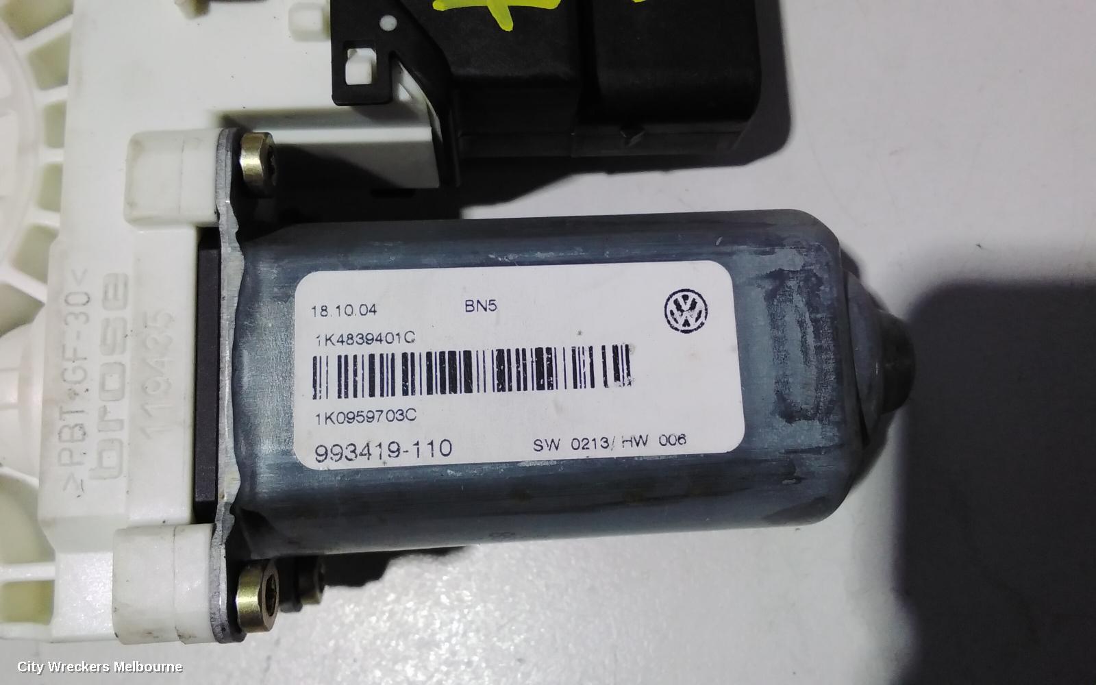 VOLKSWAGEN GOLF LEFT REAR WND REG/MOTOR, GEN 5 06/2004 - 02/2009